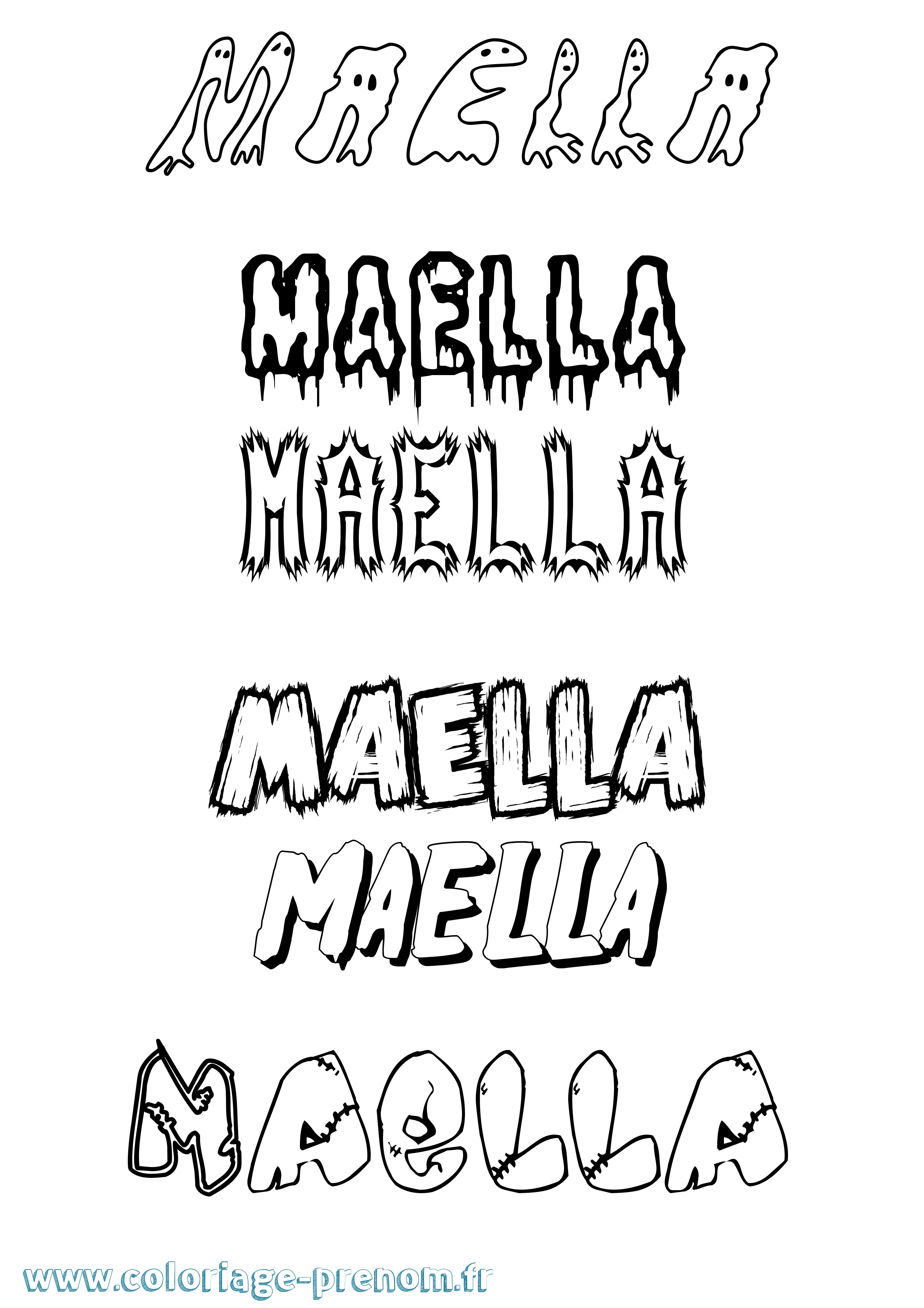 Coloriage Maella Frisson Coloriage prénom Maella Frisson