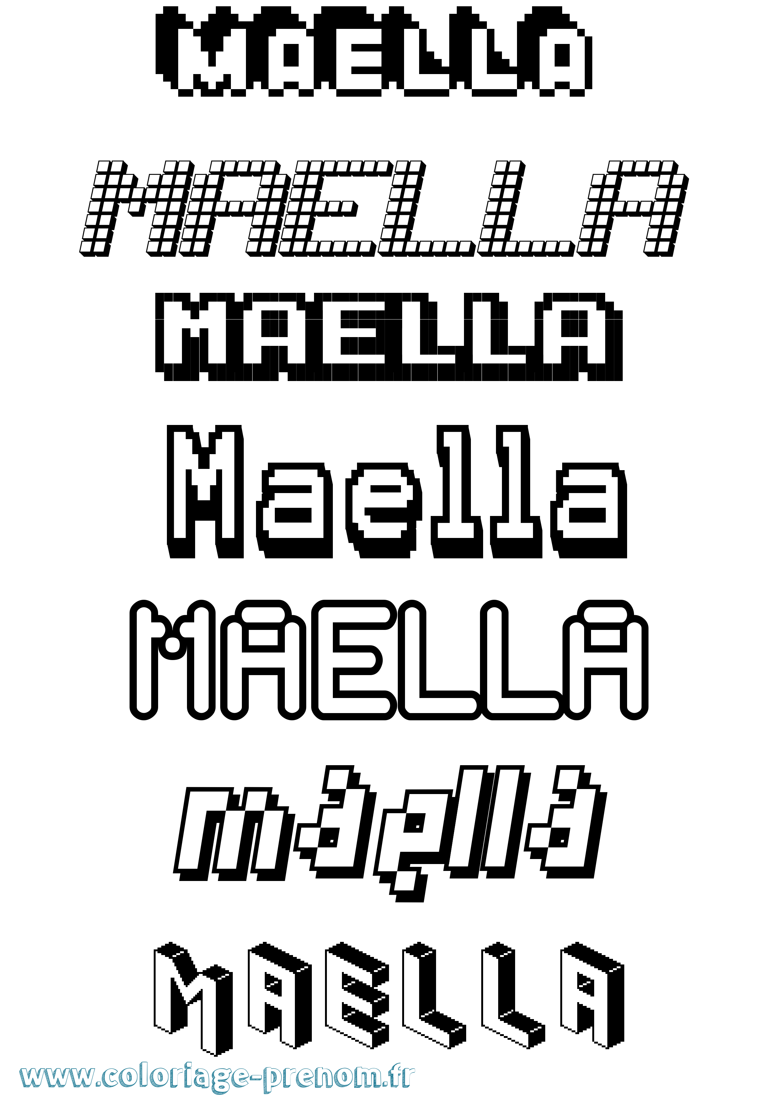Coloriage Maella Pixel Coloriage prénom Maella Pixel