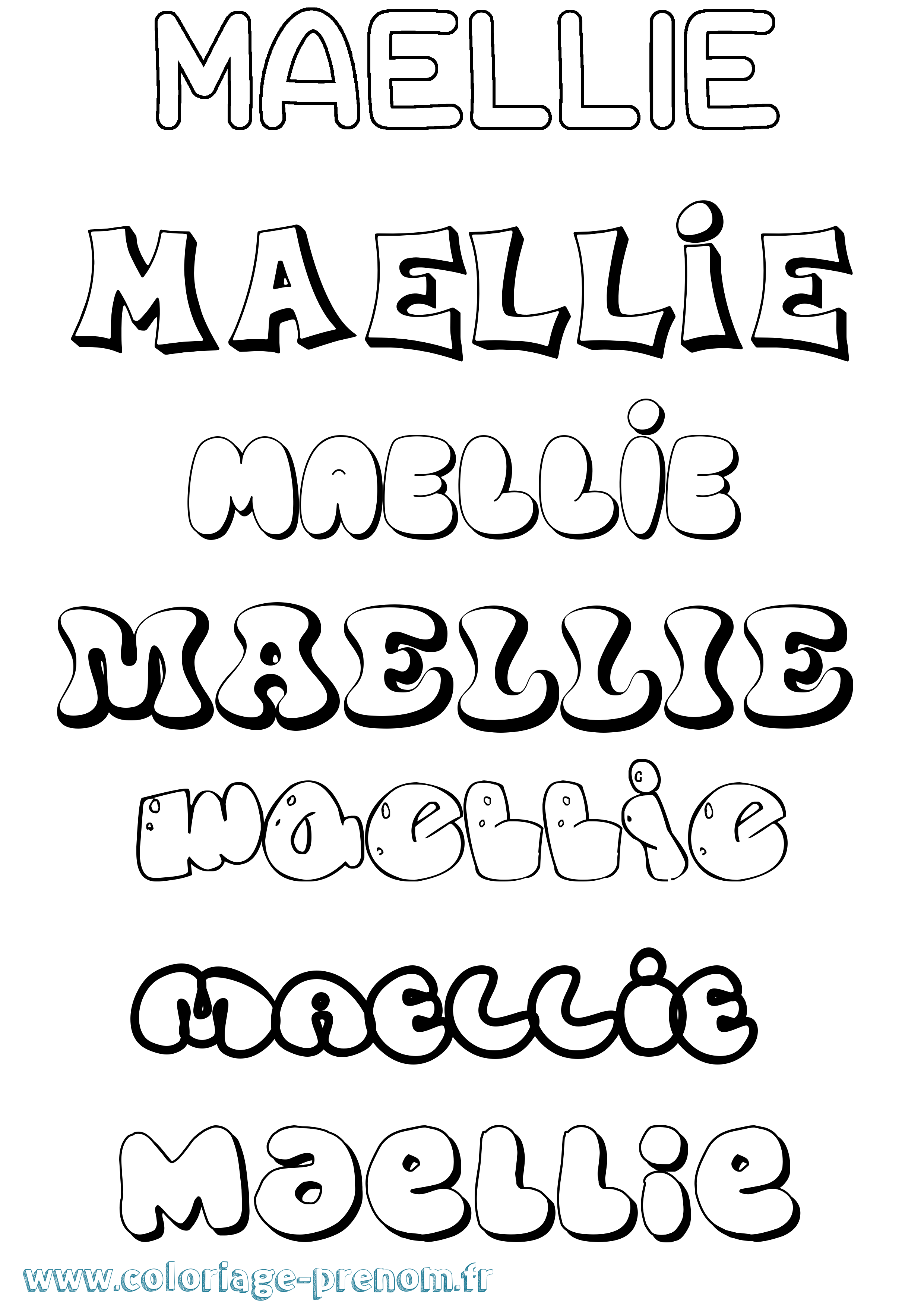 Coloriage Maellie Bubble Coloriage prénom Maellie Bubble