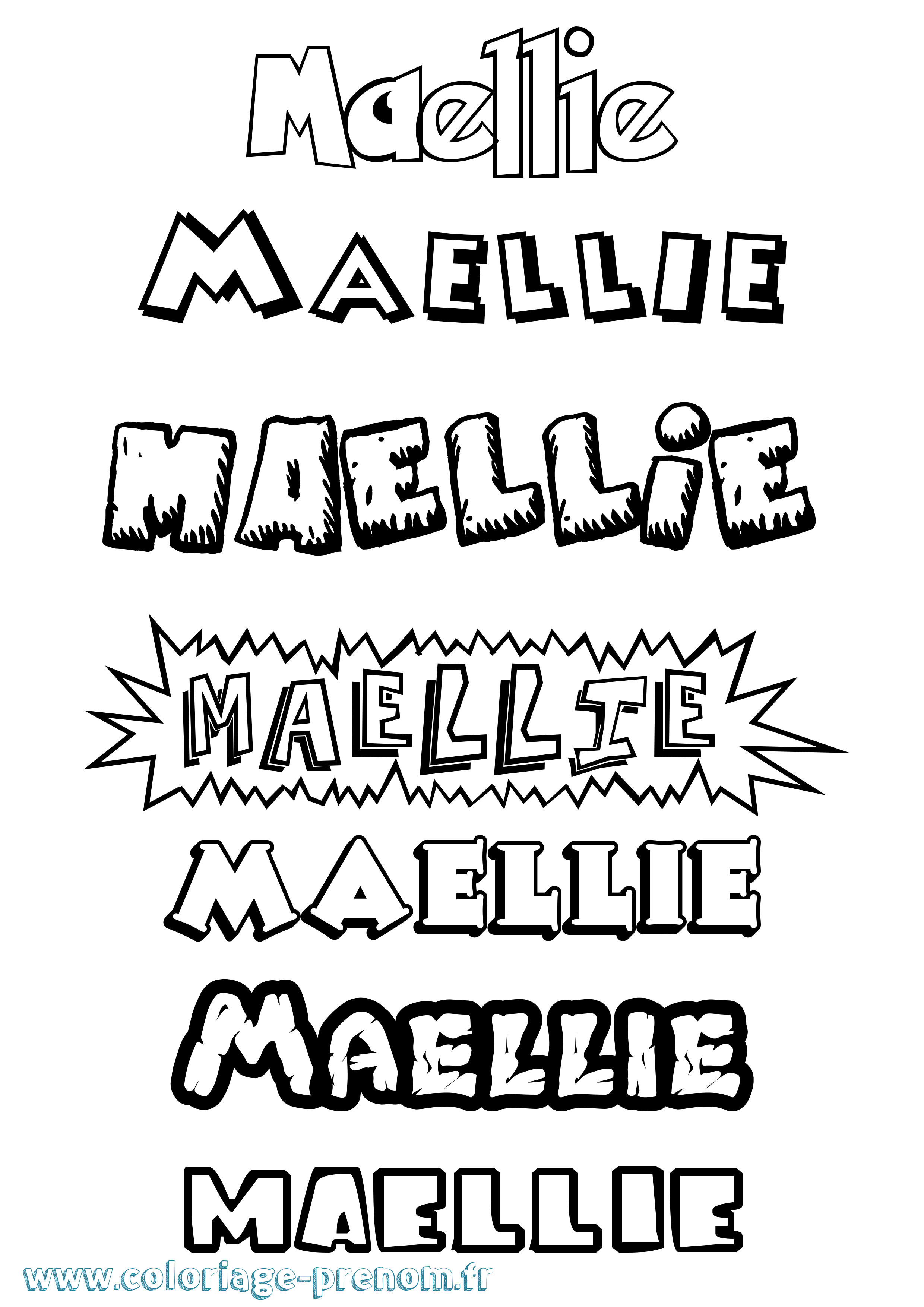 Coloriage Maellie Dessin Animé Coloriage prénom Maellie Dessin Animé
