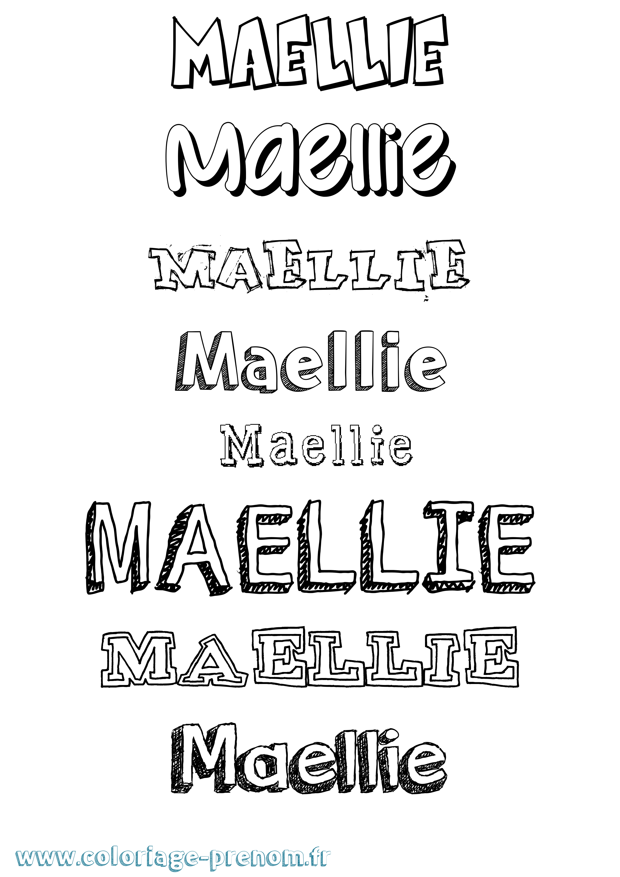 Coloriage Maellie Dessiné Coloriage prénom Maellie Dessiné