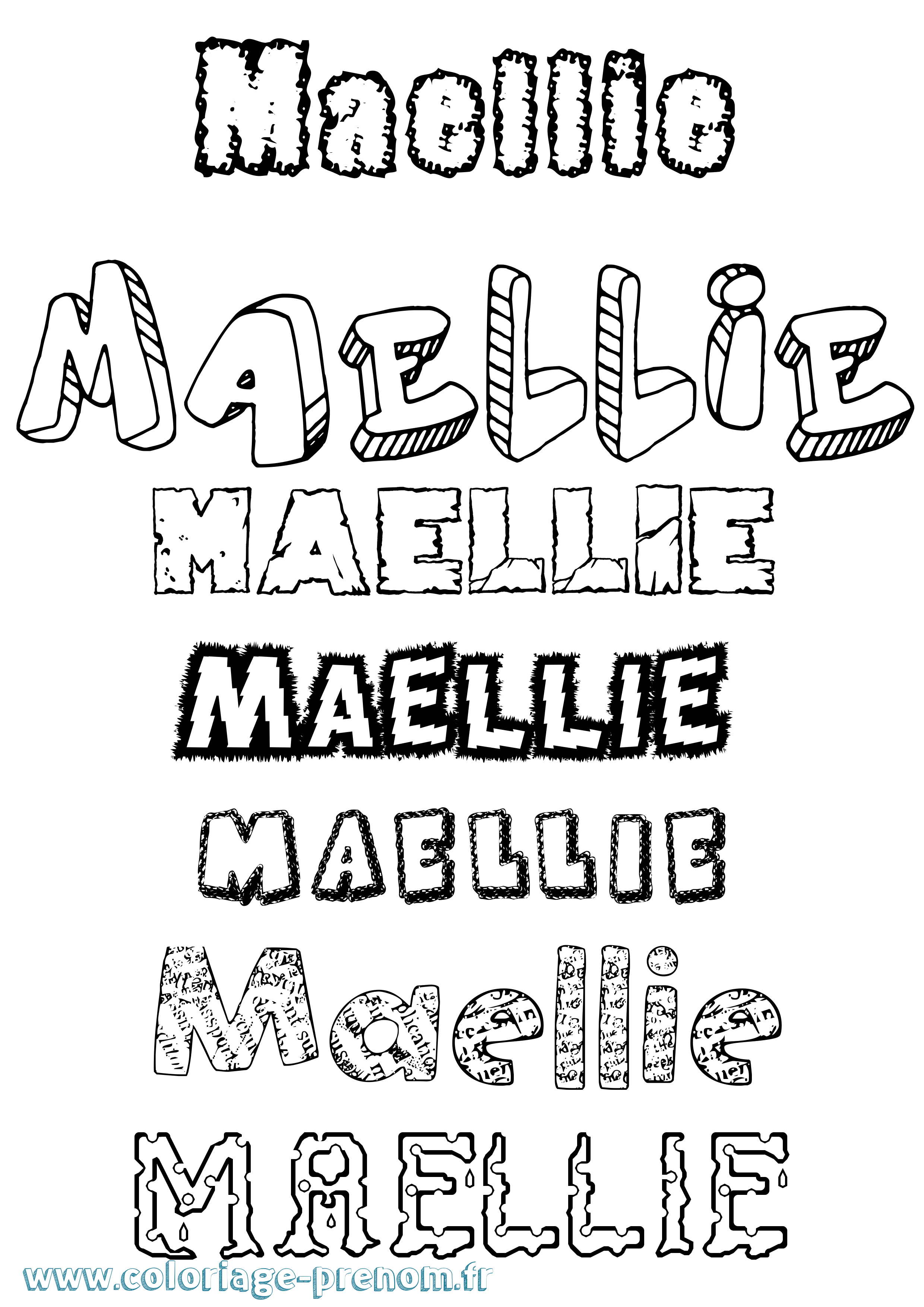 Coloriage Maellie Destructuré Coloriage prénom Maellie Destructuré