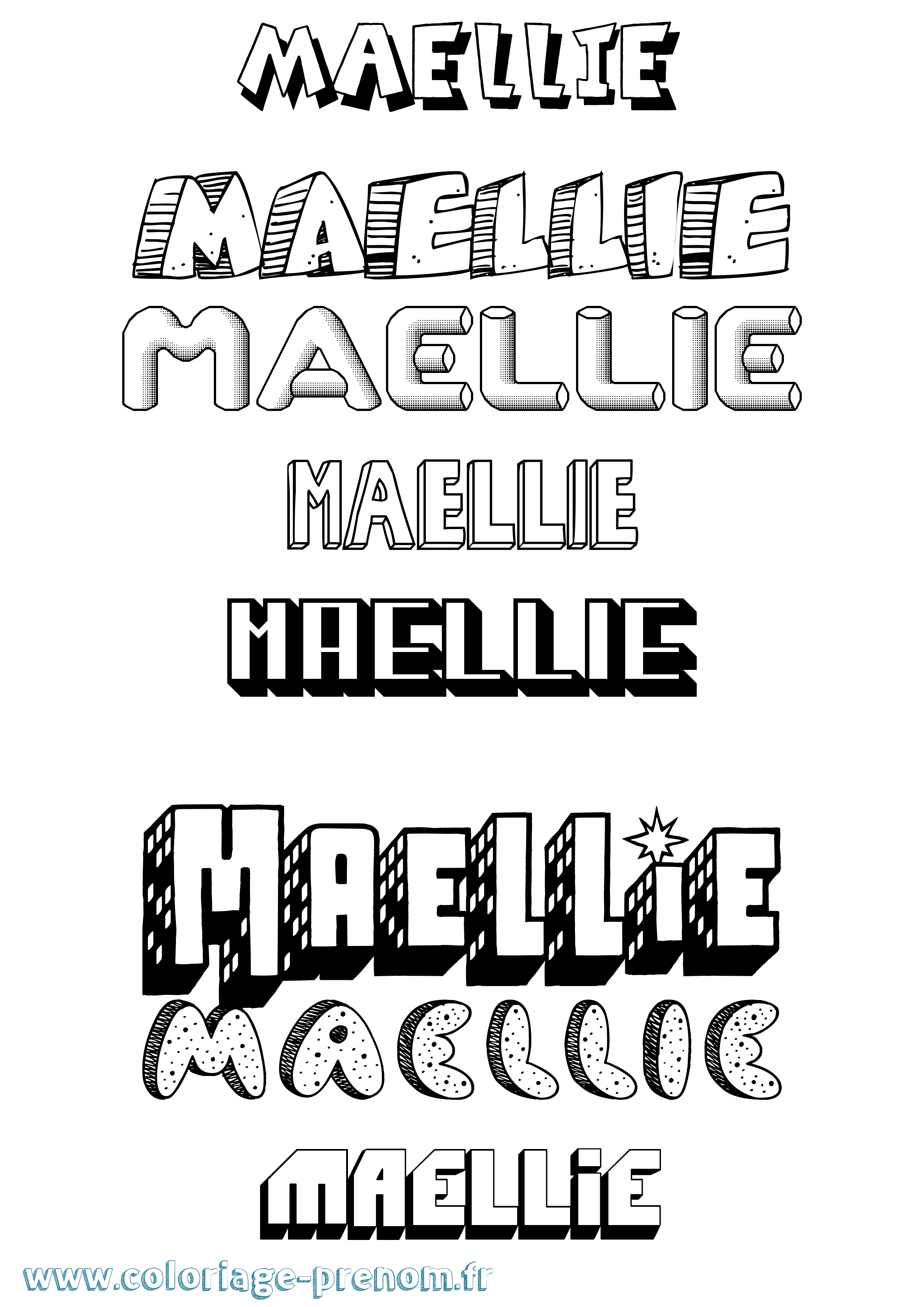 Coloriage Maellie Effet 3D Coloriage prénom Maellie Effet 3D