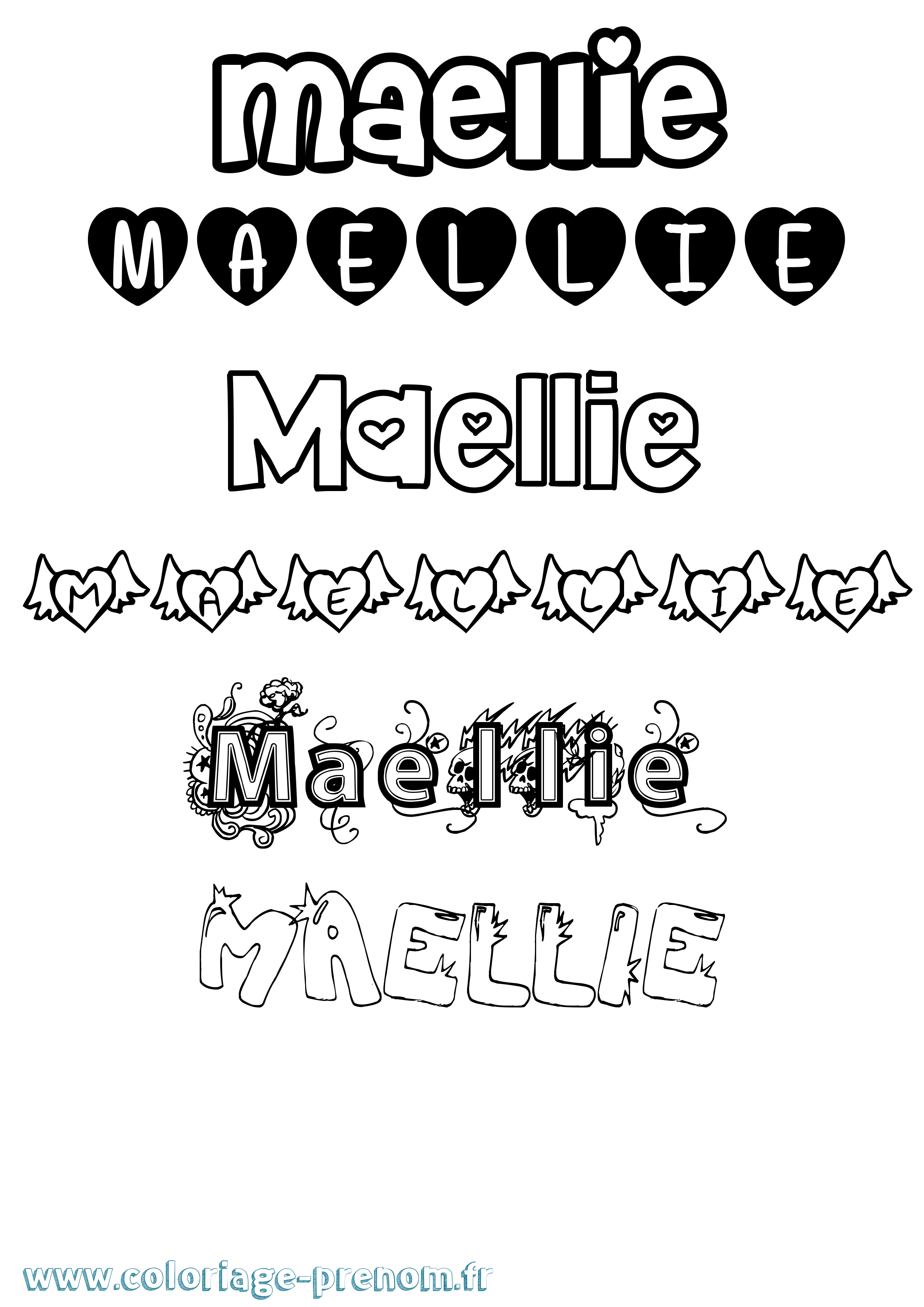 Coloriage Maellie Girly Coloriage prénom Maellie Girly