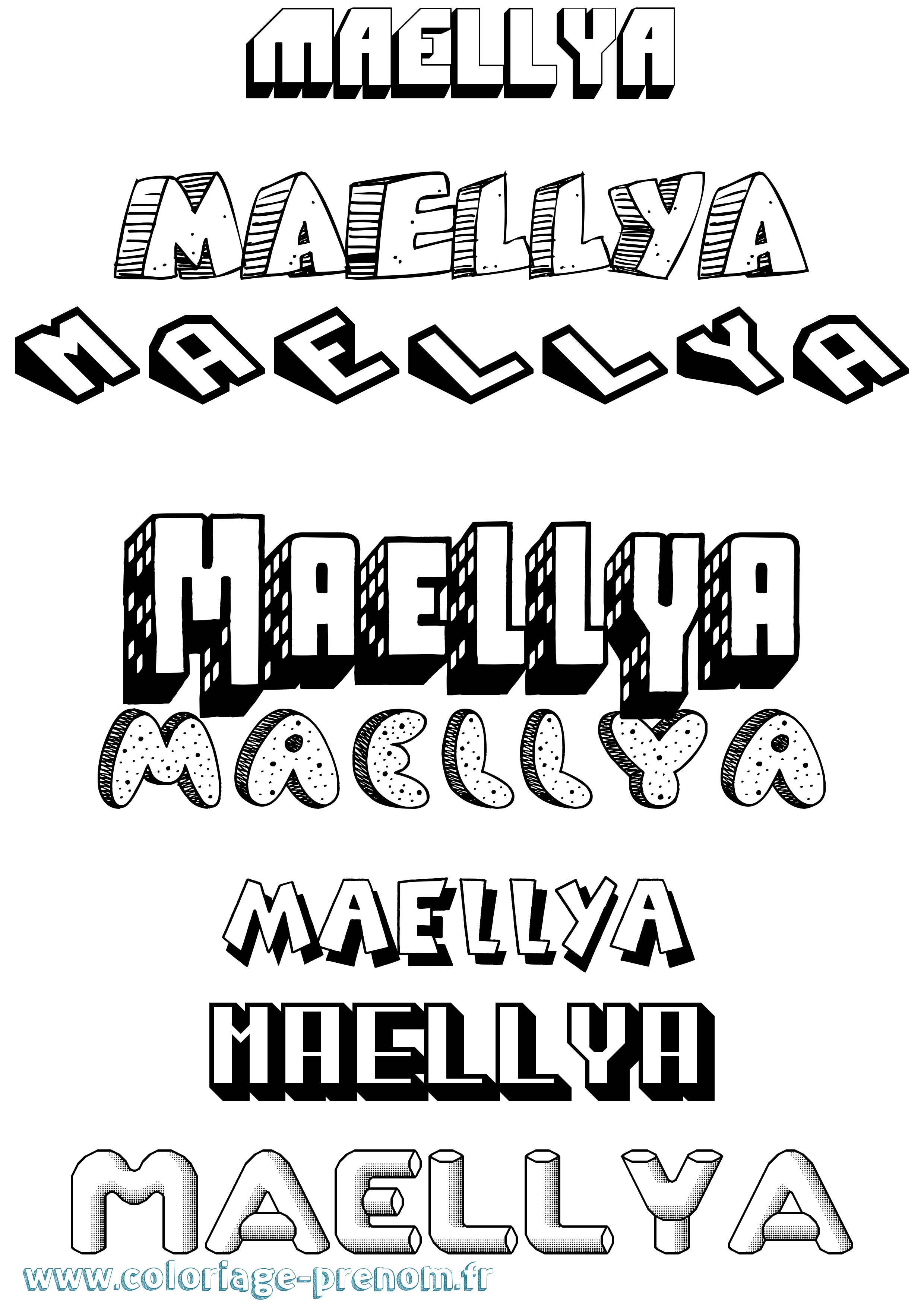 Coloriage Maellya Effet 3D Coloriage prénom Maellya Effet 3D