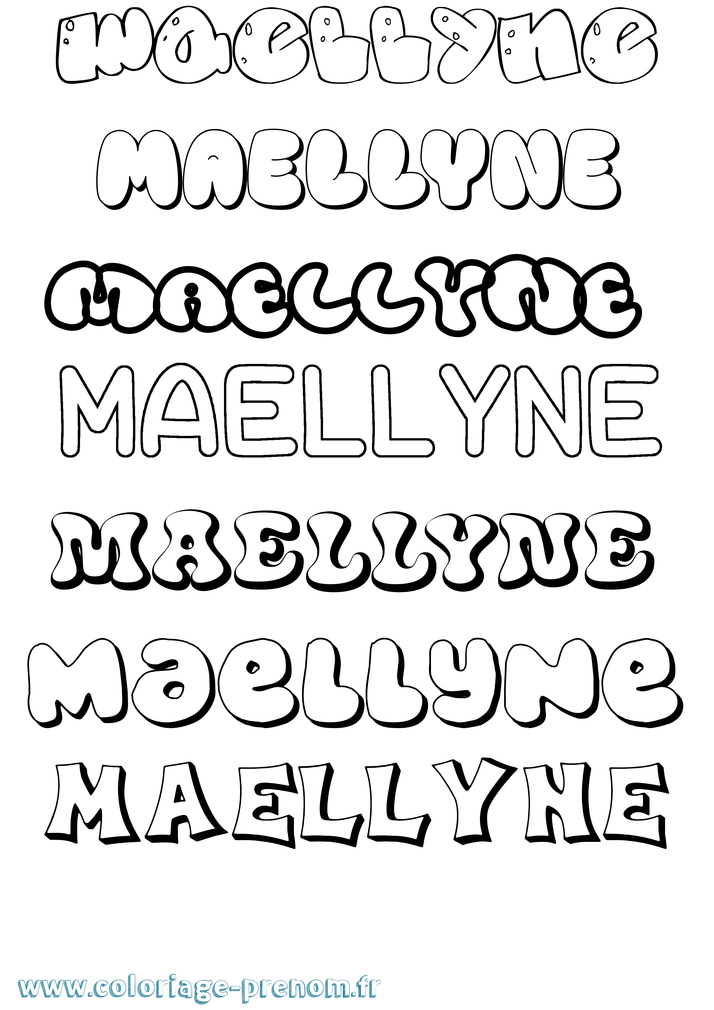 Coloriage Maellyne Bubble Coloriage prénom Maellyne Bubble