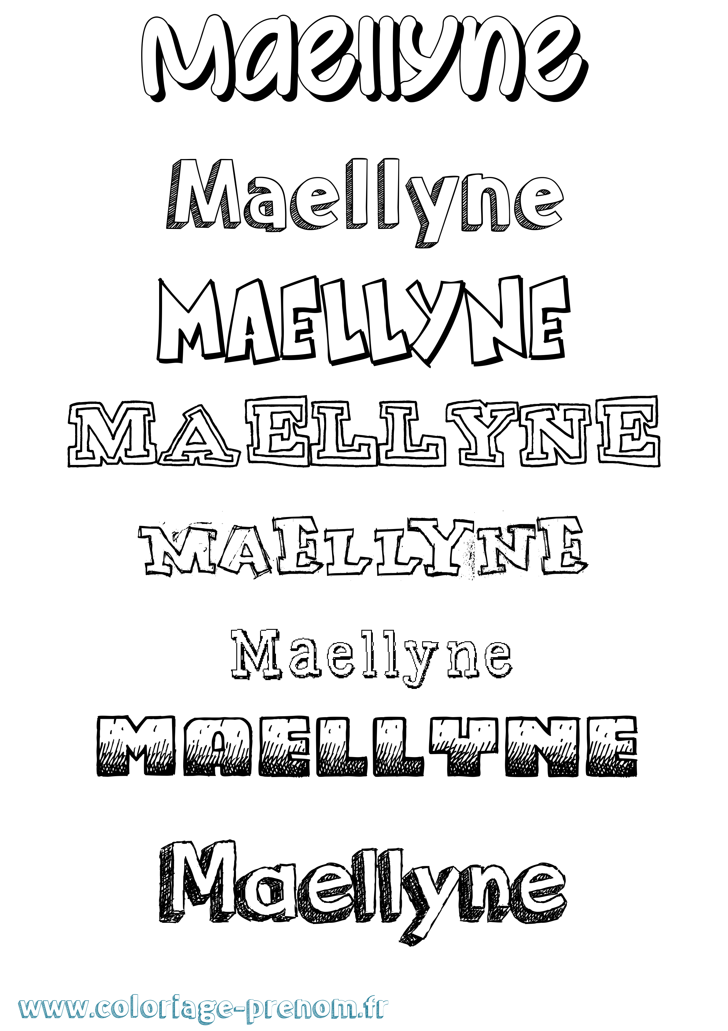 Coloriage Maellyne Dessiné Coloriage prénom Maellyne Dessiné