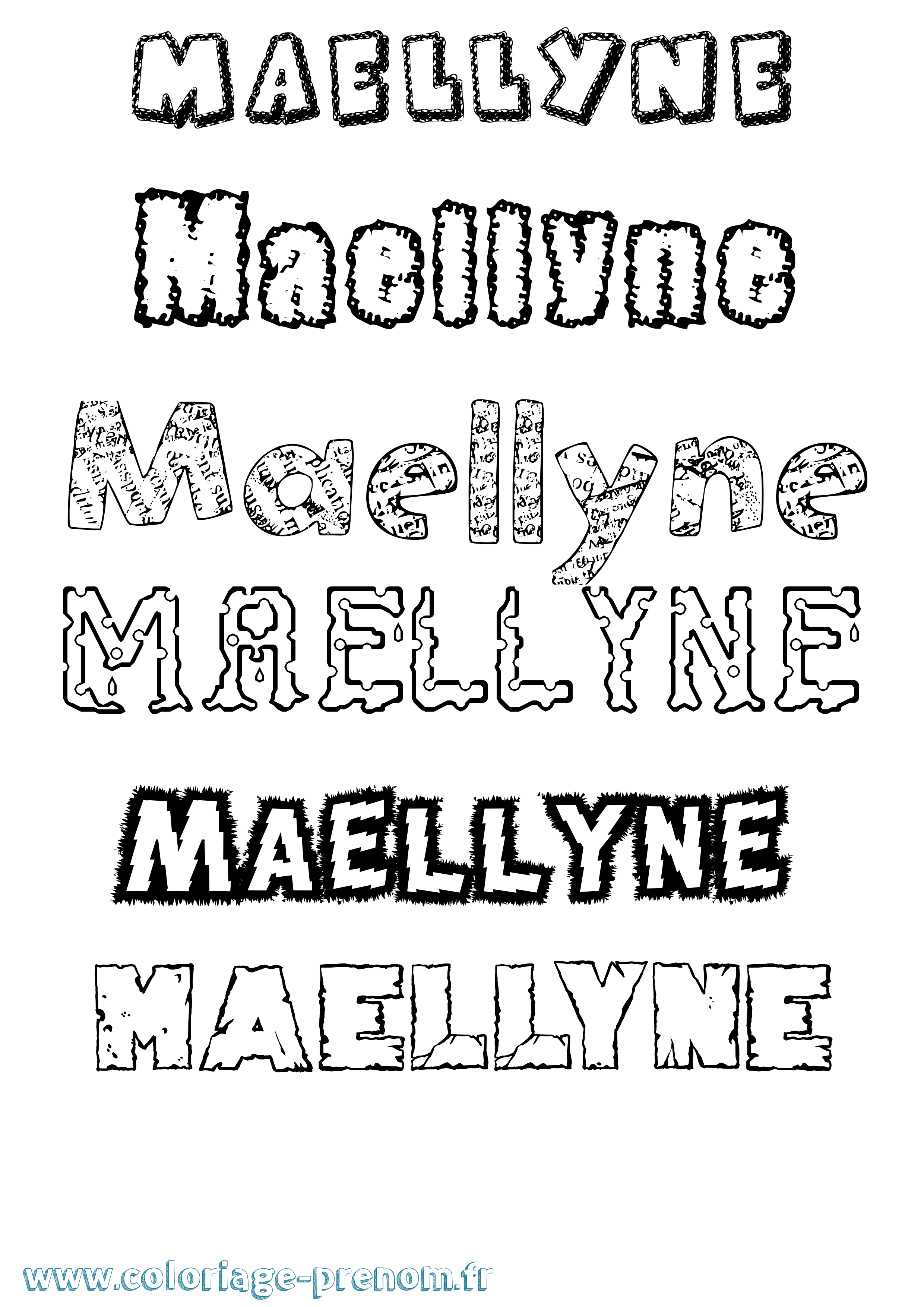 Coloriage Maellyne Destructuré Coloriage prénom Maellyne Destructuré