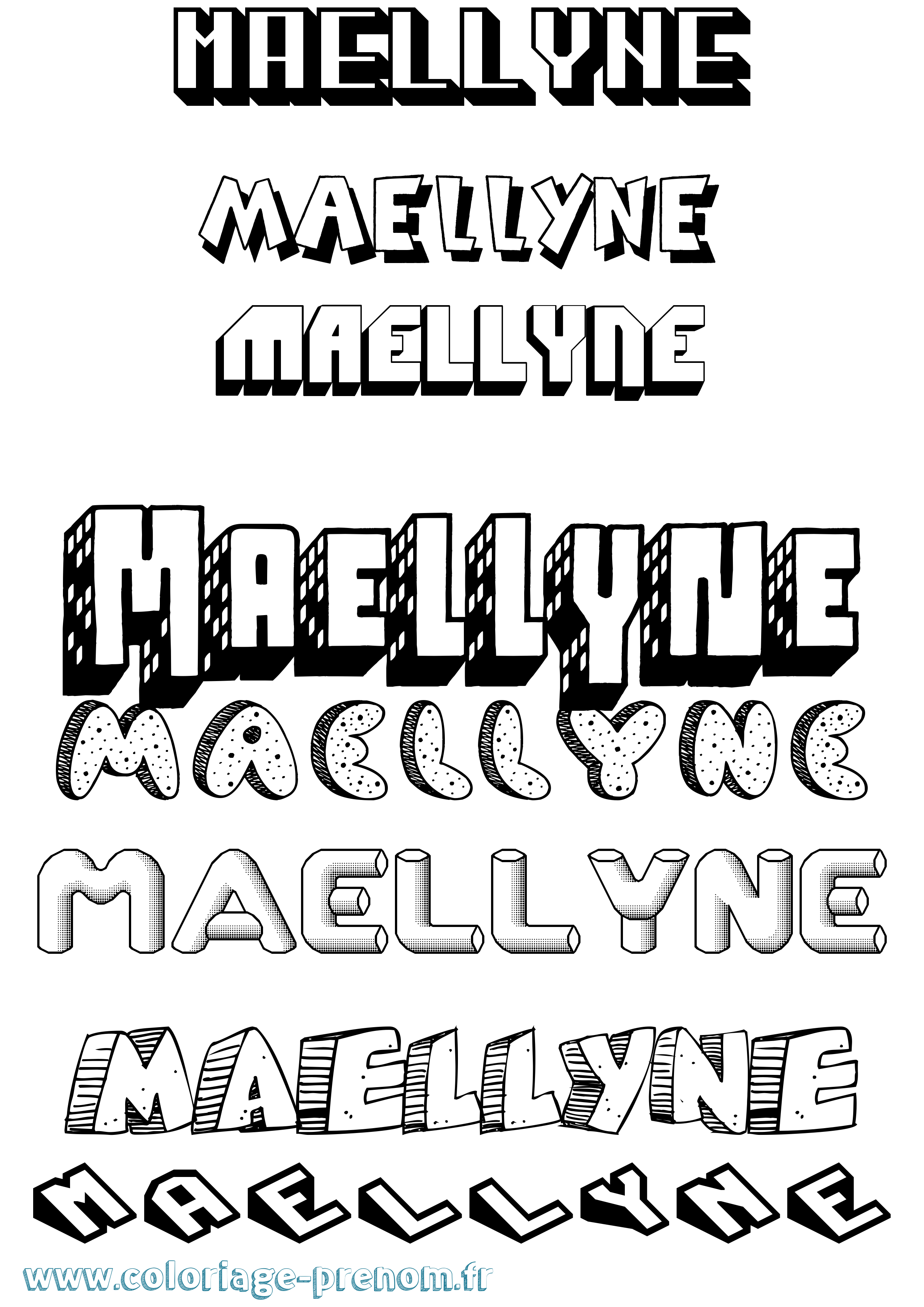 Coloriage Maellyne Effet 3D Coloriage prénom Maellyne Effet 3D