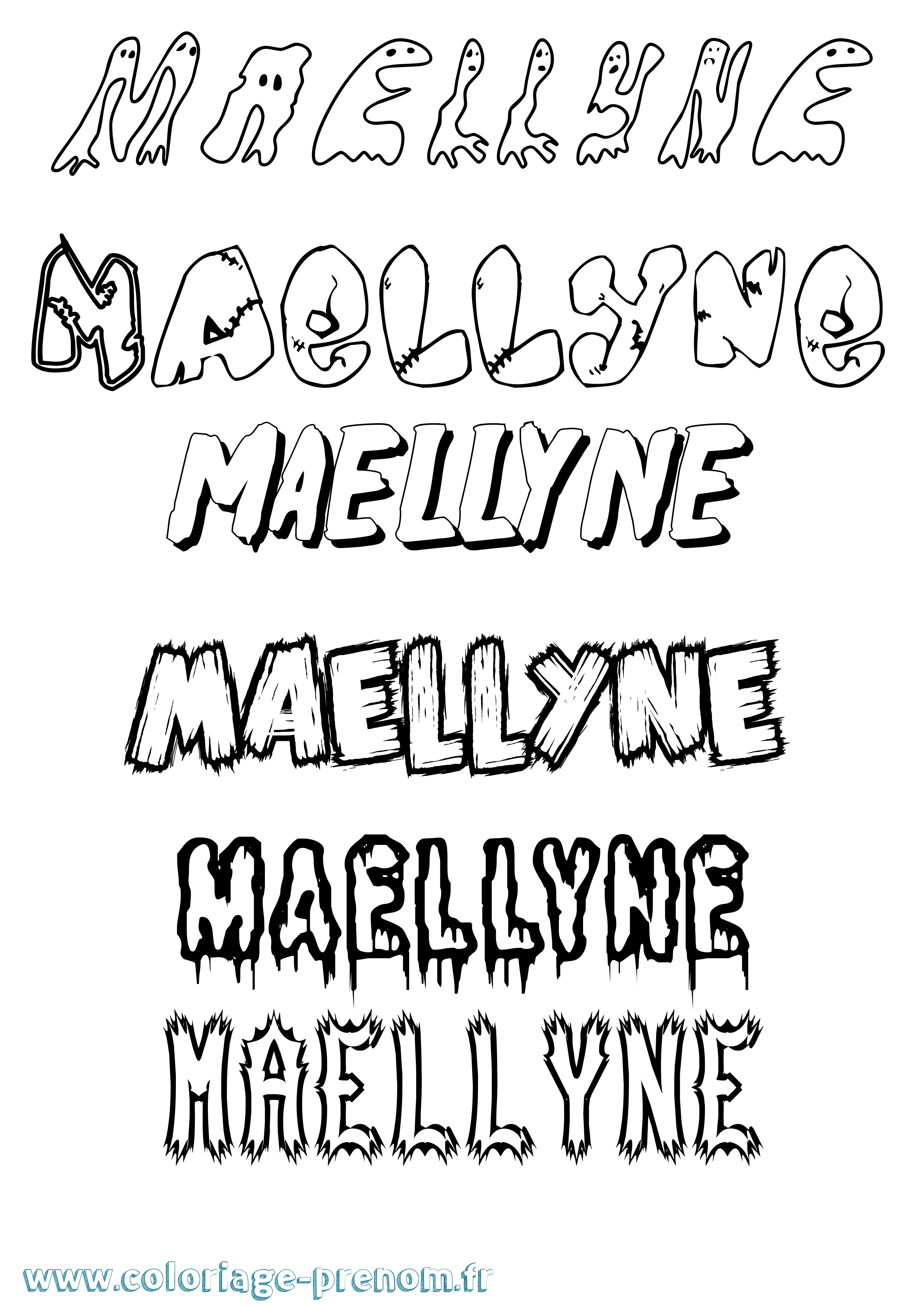 Coloriage Maellyne Frisson Coloriage prénom Maellyne Frisson