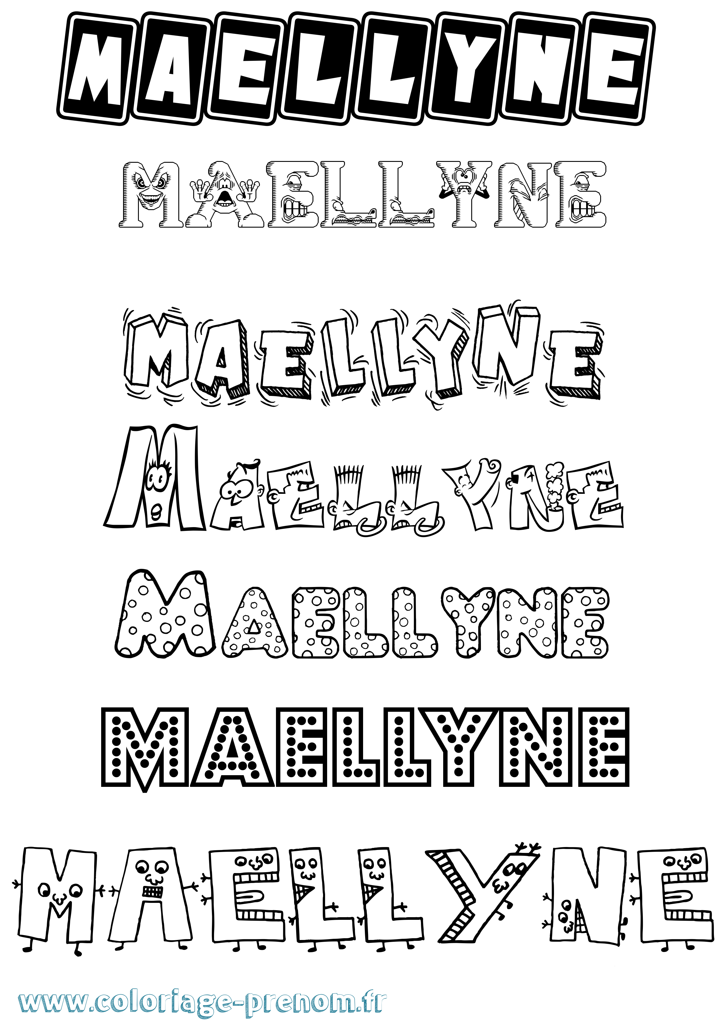 Coloriage Maellyne Fun Coloriage prénom Maellyne Fun