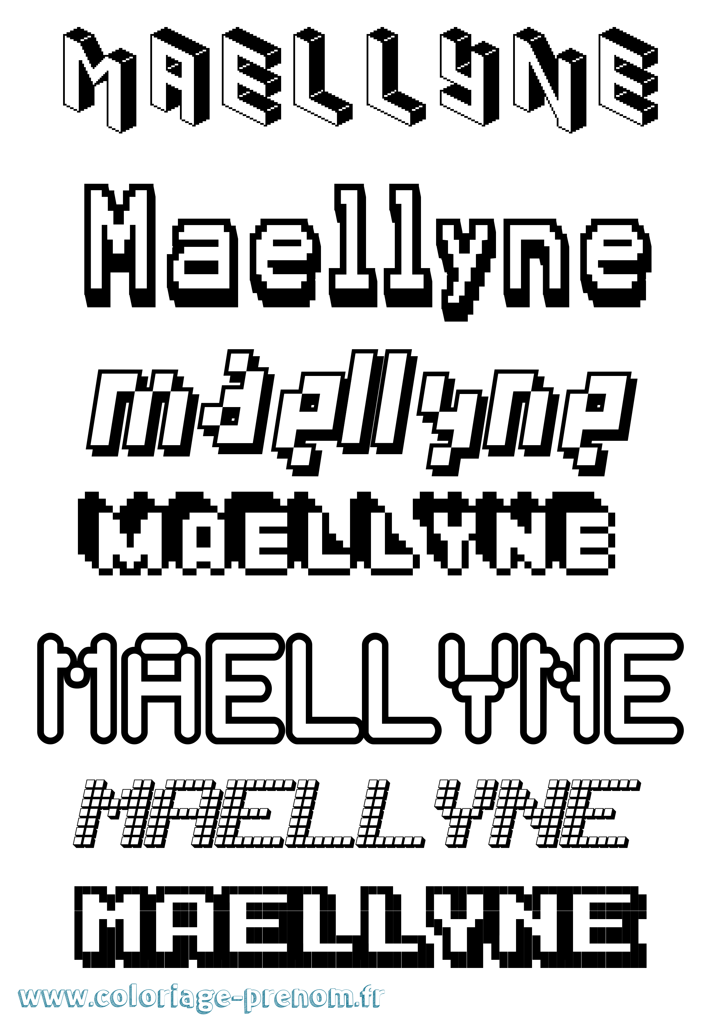 Coloriage Maellyne Pixel Coloriage prénom Maellyne Pixel