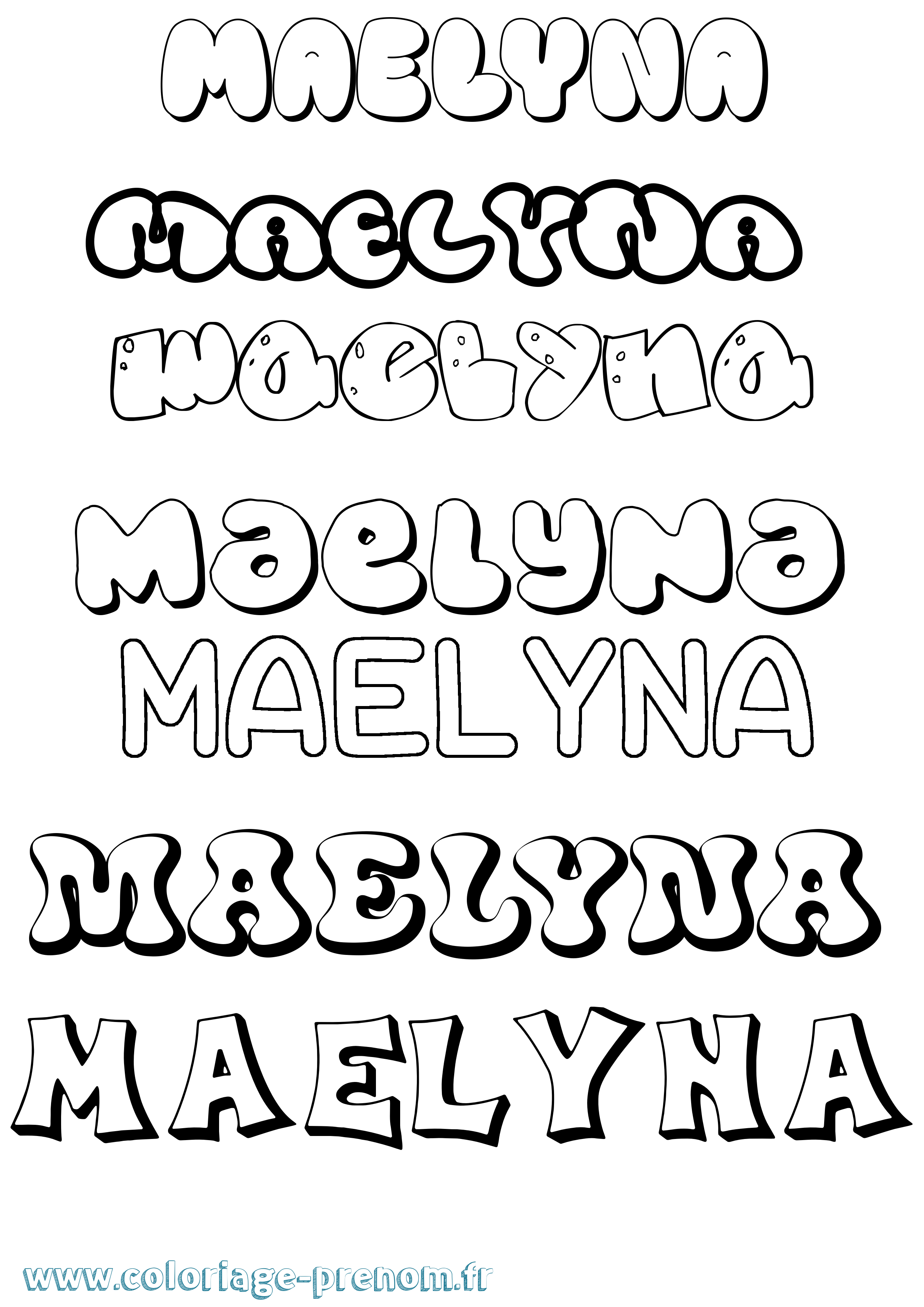 Coloriage Maelyna Bubble Coloriage prénom Maelyna Bubble
