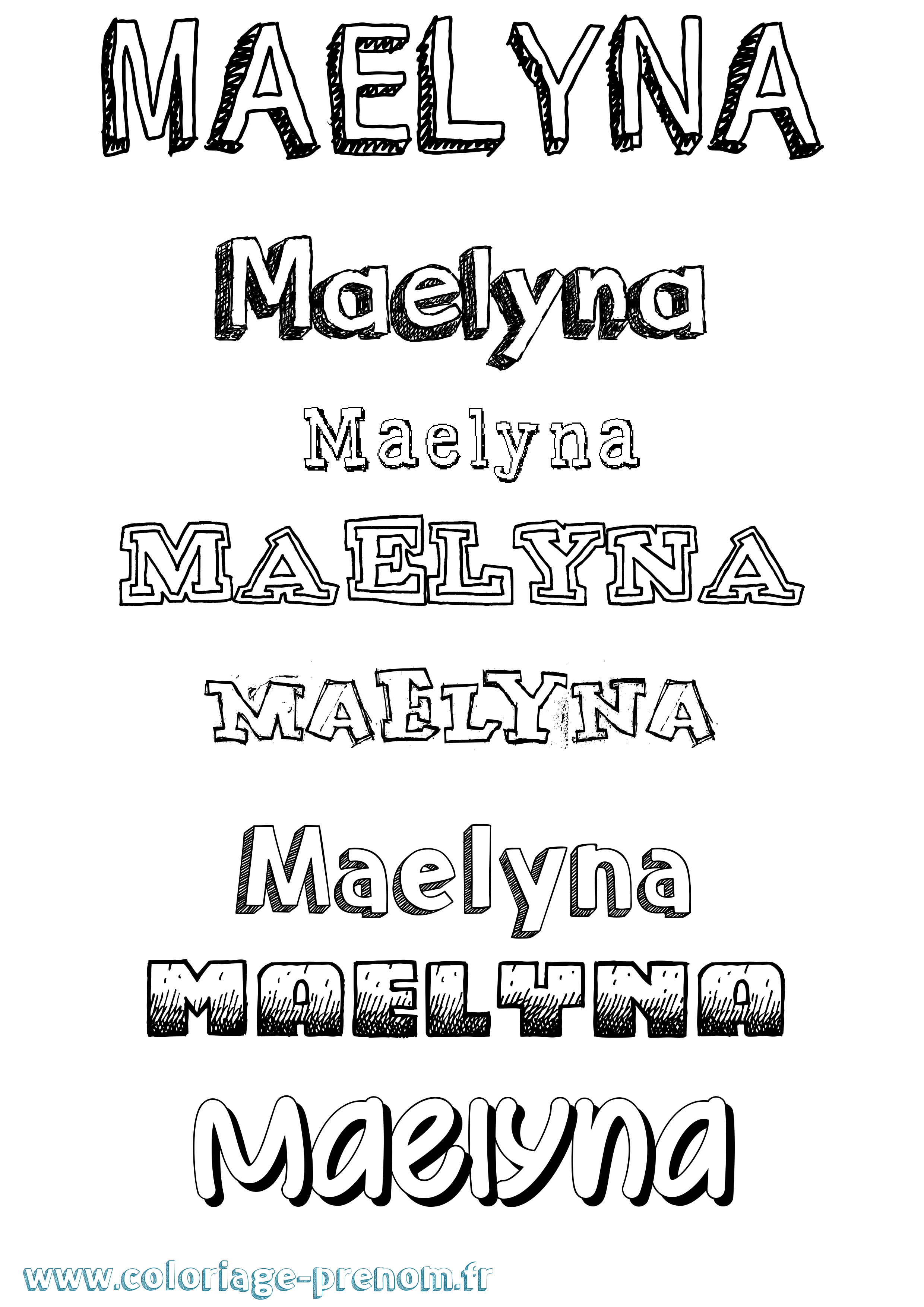 Coloriage Maelyna Dessiné Coloriage prénom Maelyna Dessiné