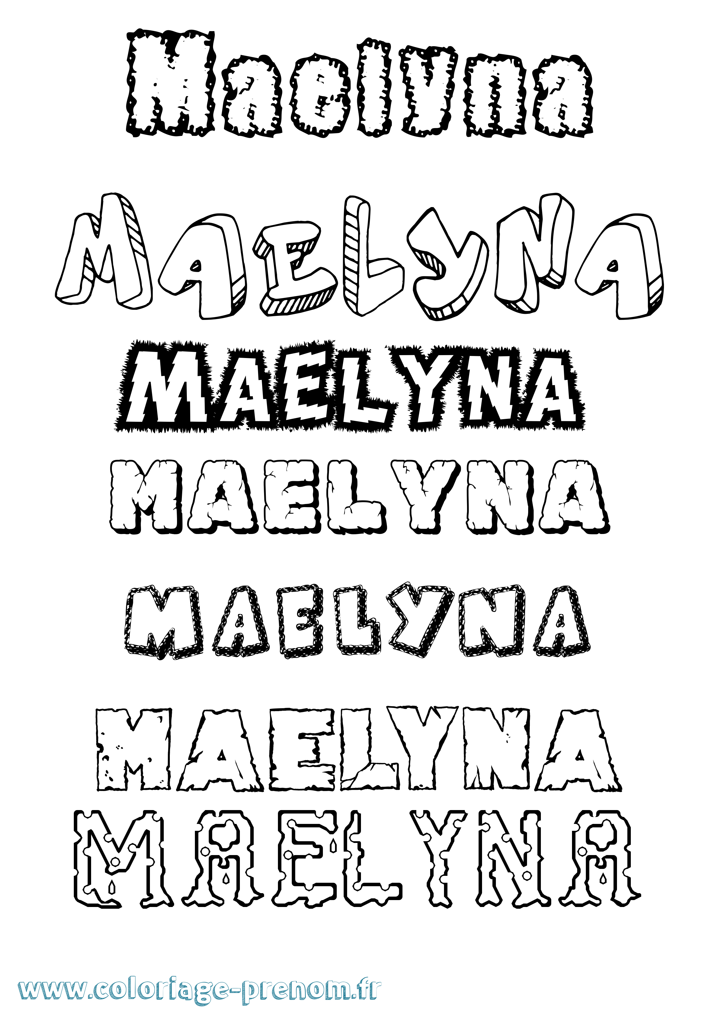 Coloriage Maelyna Destructuré Coloriage prénom Maelyna Destructuré