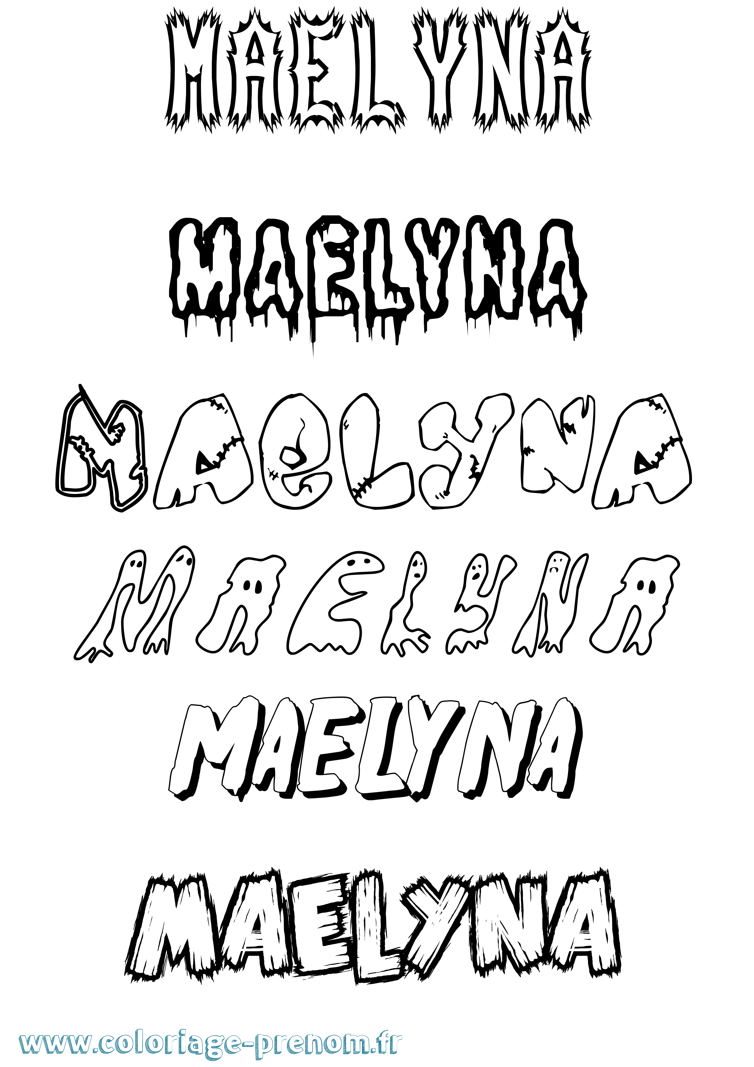 Coloriage Maelyna Frisson Coloriage prénom Maelyna Frisson