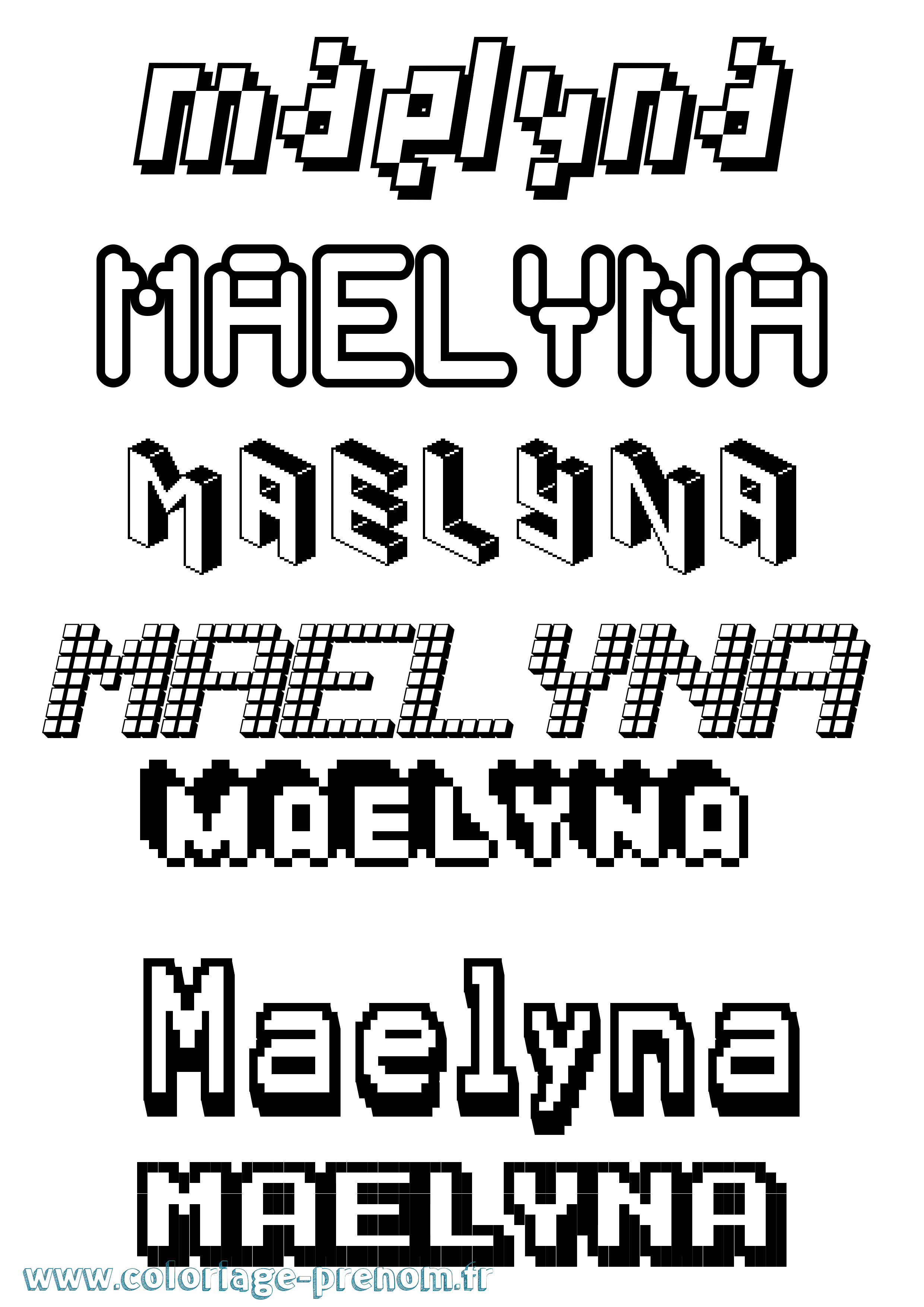 Coloriage Maelyna Pixel Coloriage prénom Maelyna Pixel