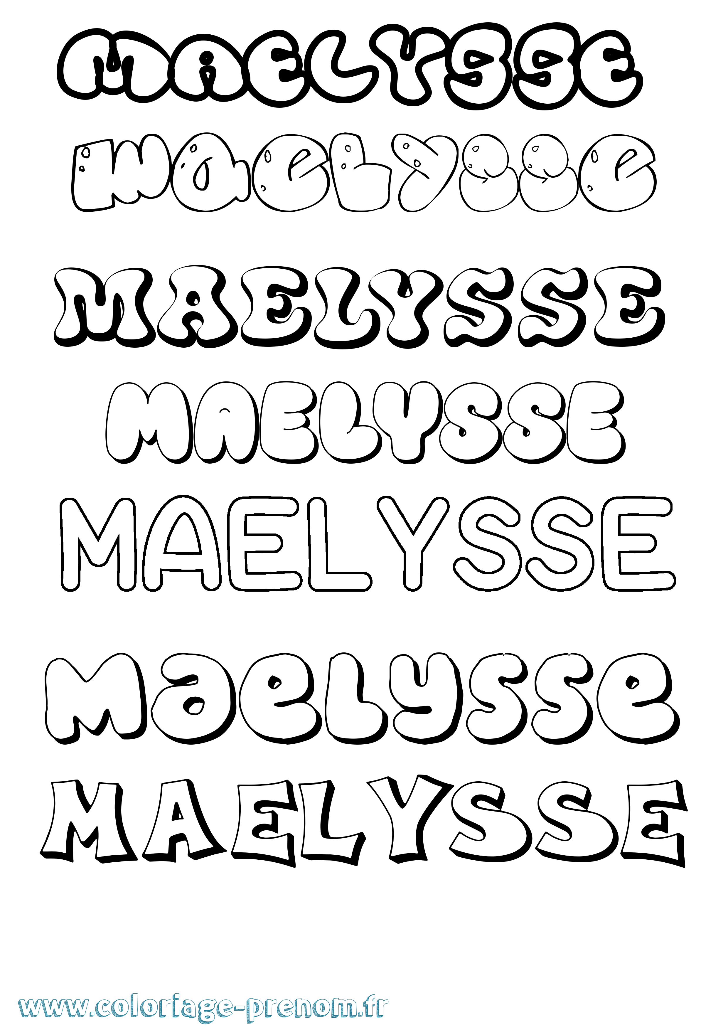 Coloriage Maelysse Bubble Coloriage prénom Maelysse Bubble