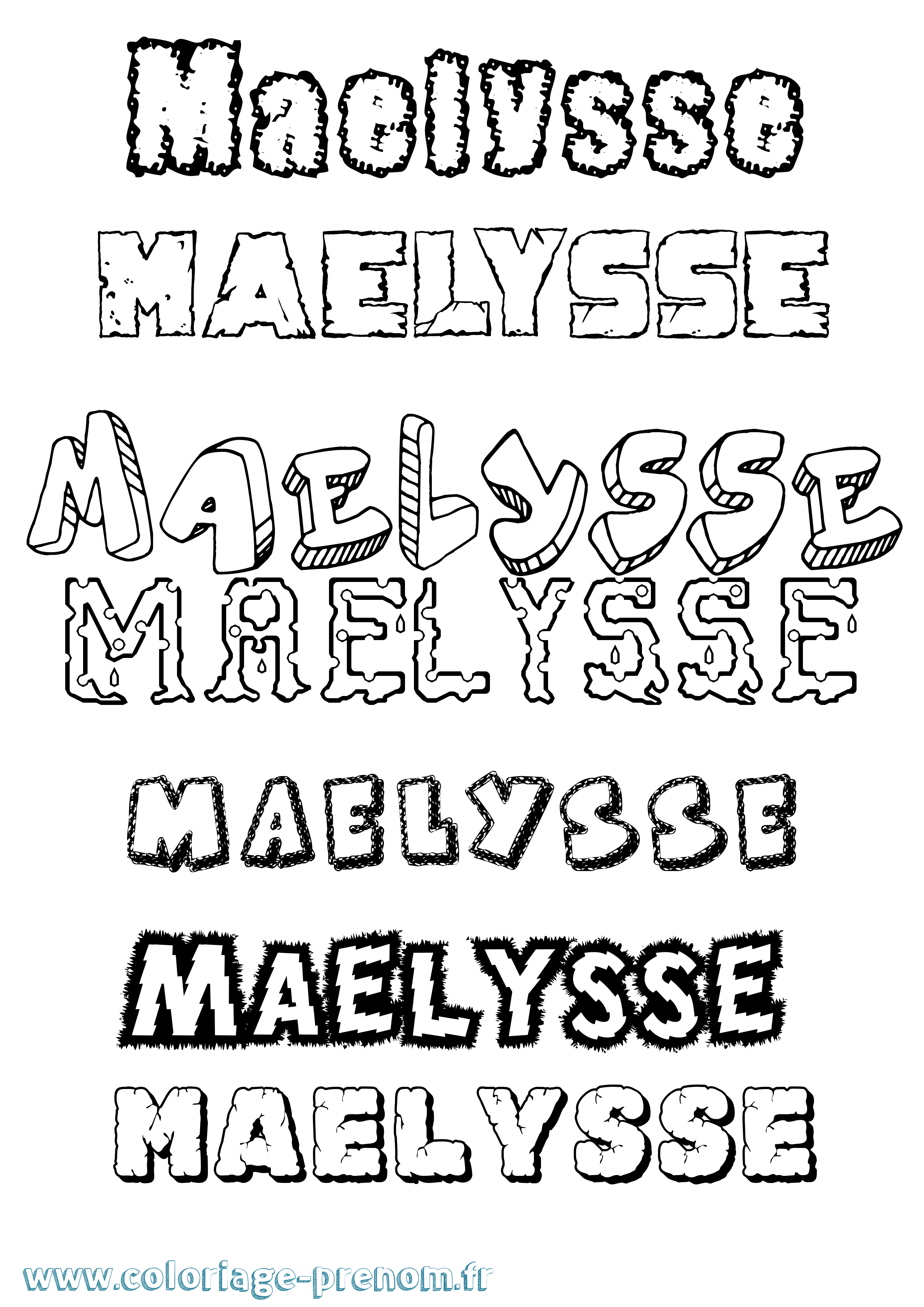 Coloriage Maelysse Destructuré Coloriage prénom Maelysse Destructuré