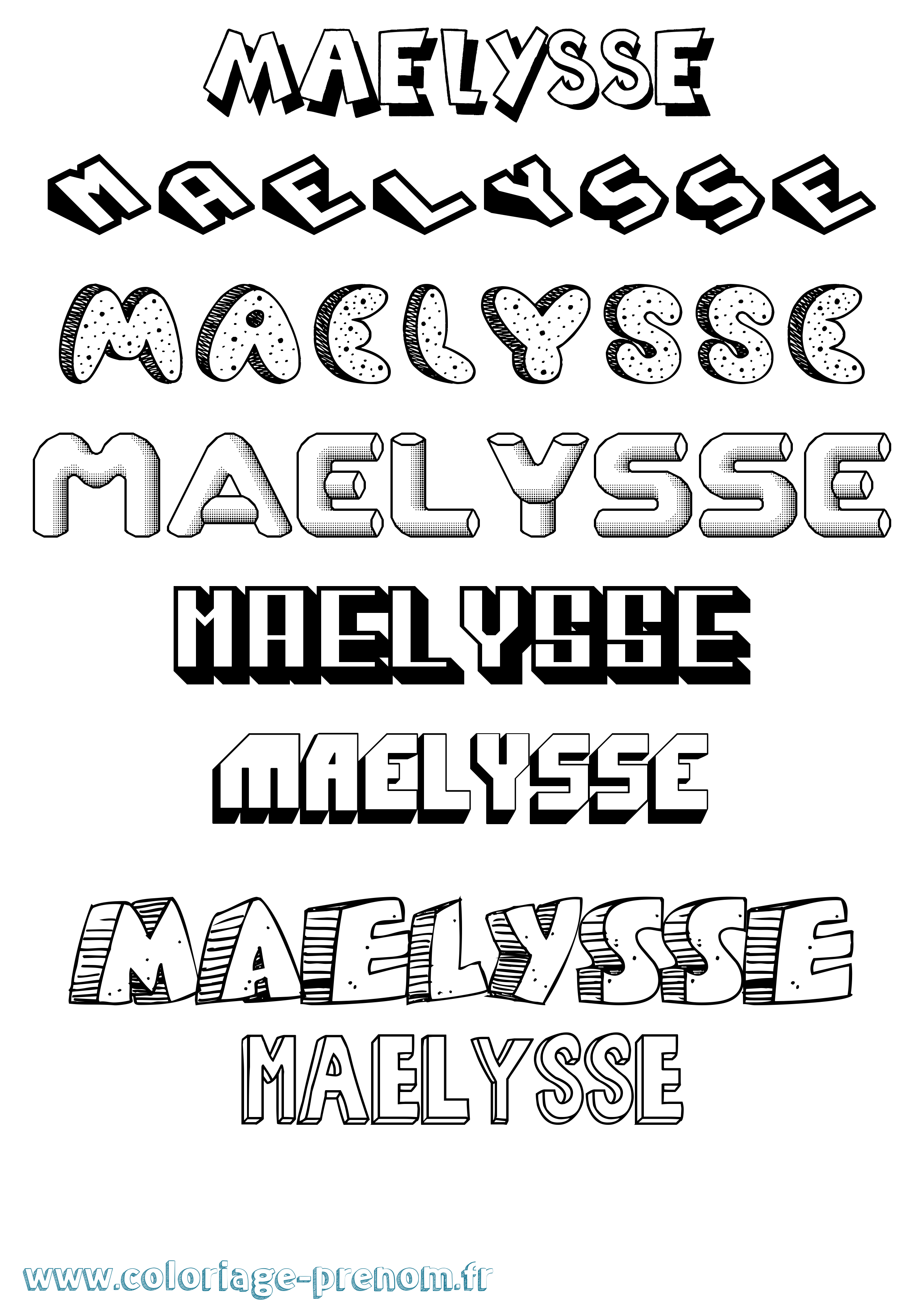 Coloriage Maelysse Effet 3D Coloriage prénom Maelysse Effet 3D