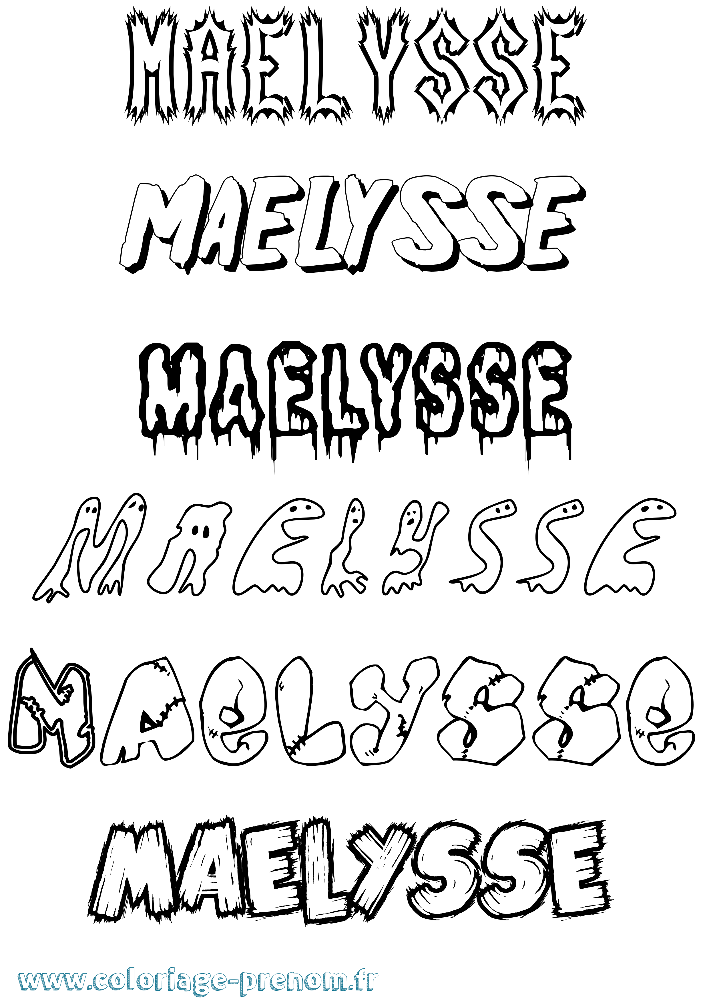 Coloriage Maelysse Frisson Coloriage prénom Maelysse Frisson