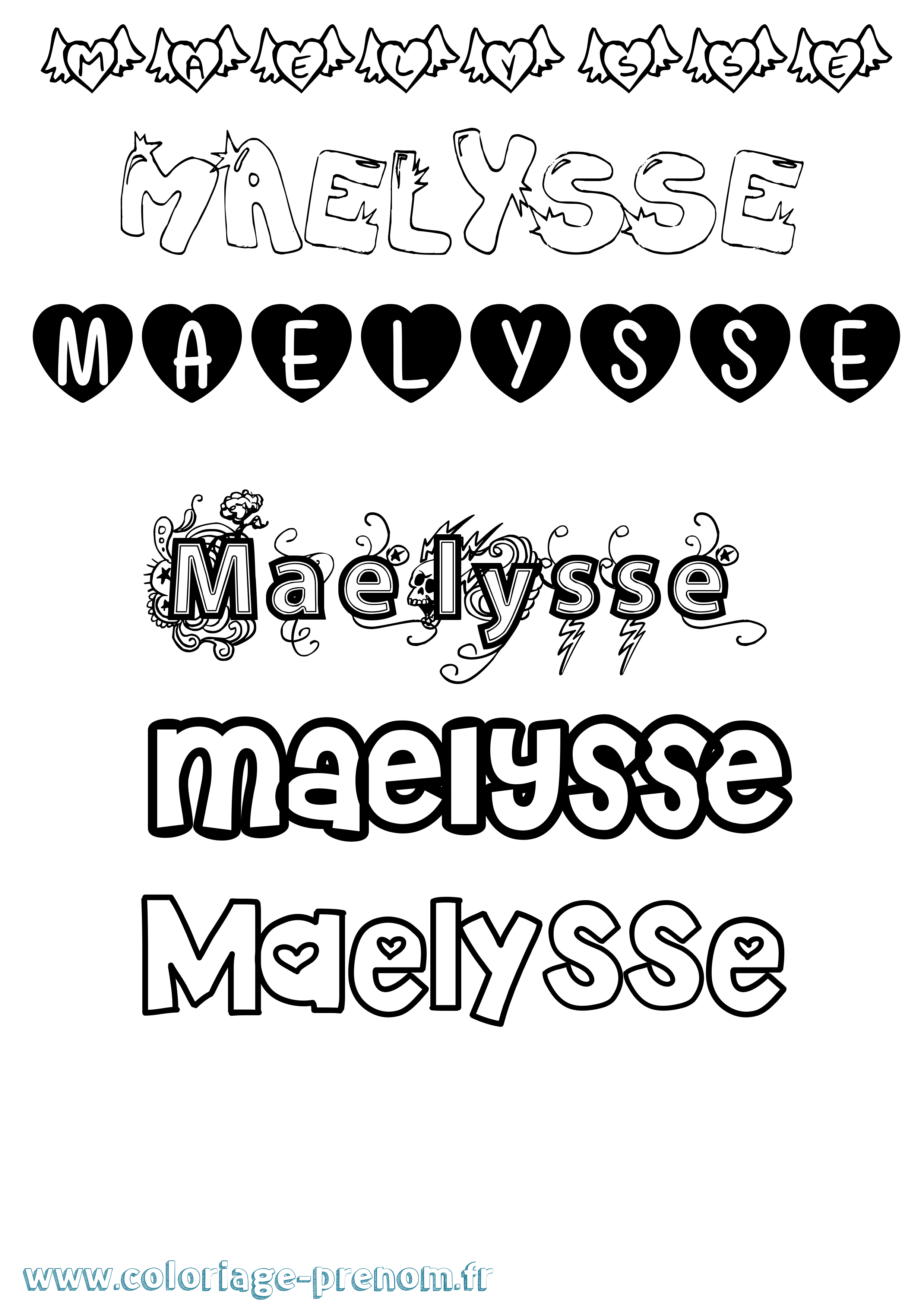 Coloriage Maelysse Girly Coloriage prénom Maelysse Girly