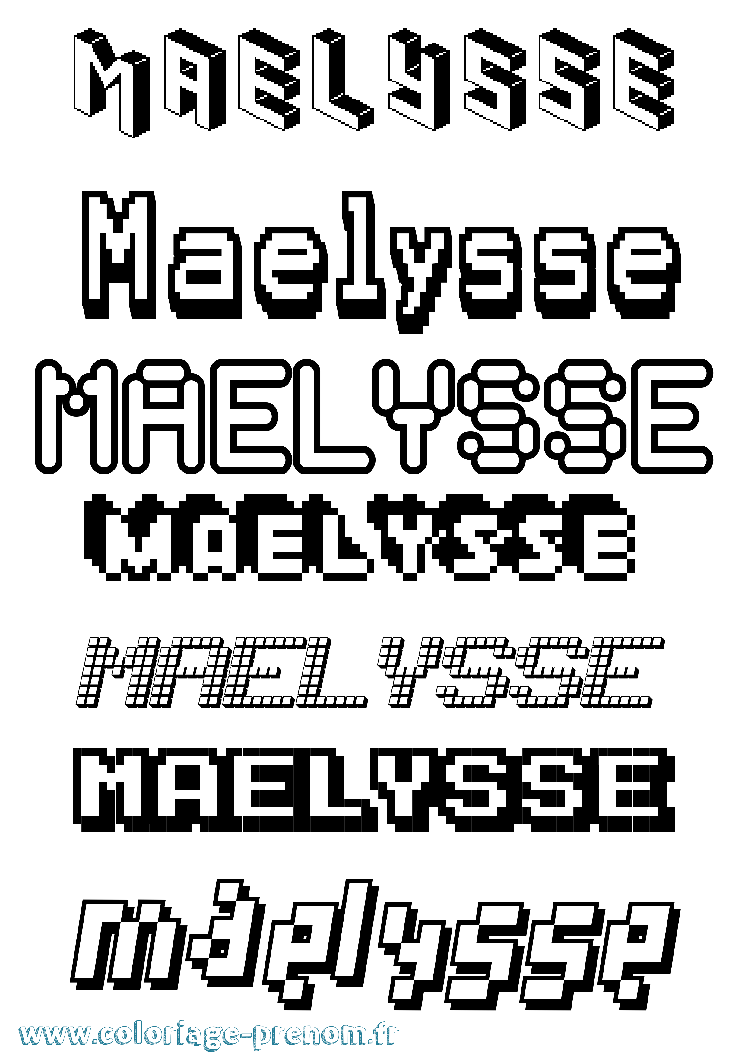 Coloriage Maelysse Pixel Coloriage prénom Maelysse Pixel