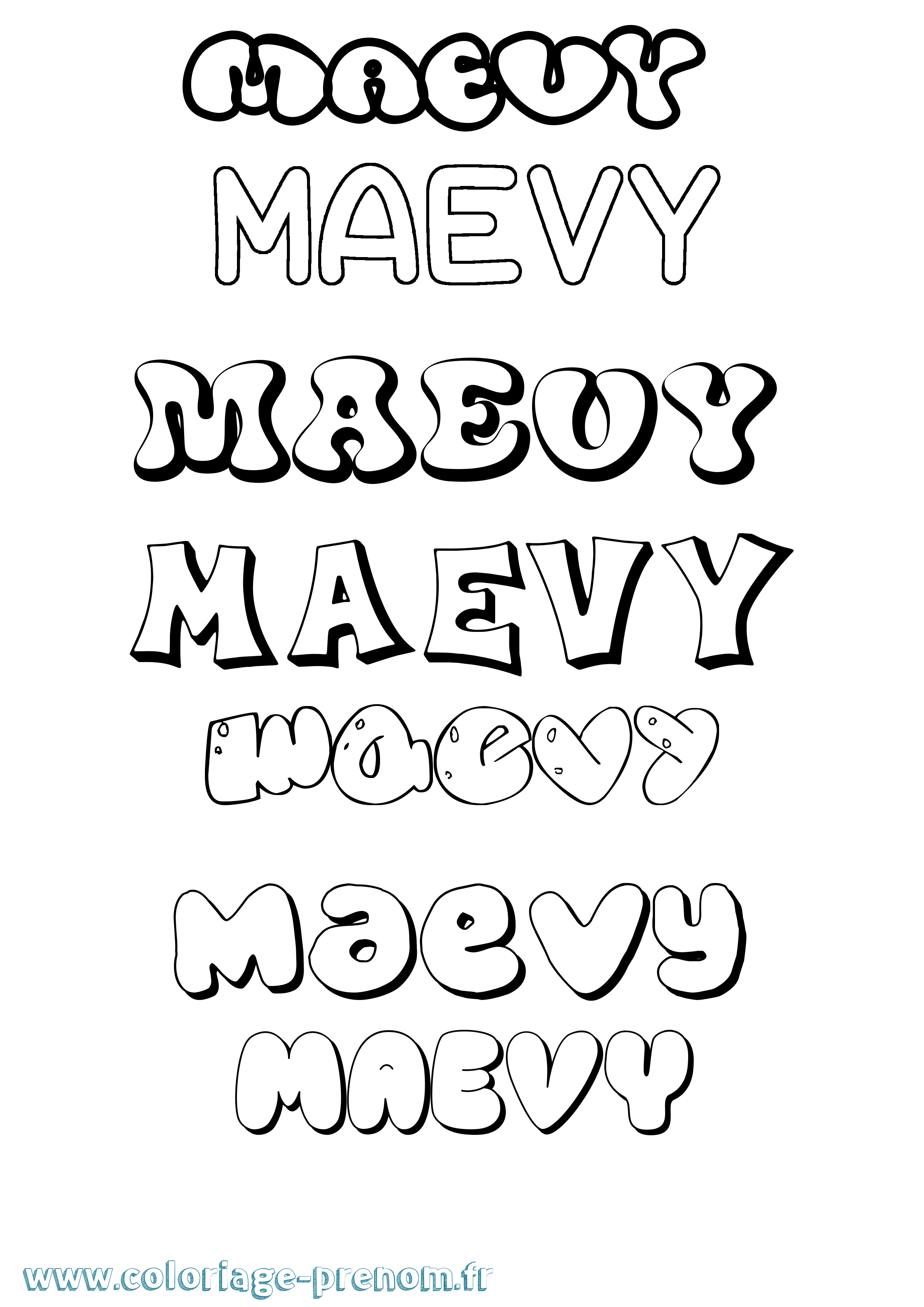 Coloriage Maevy Bubble Coloriage prénom Maevy Bubble