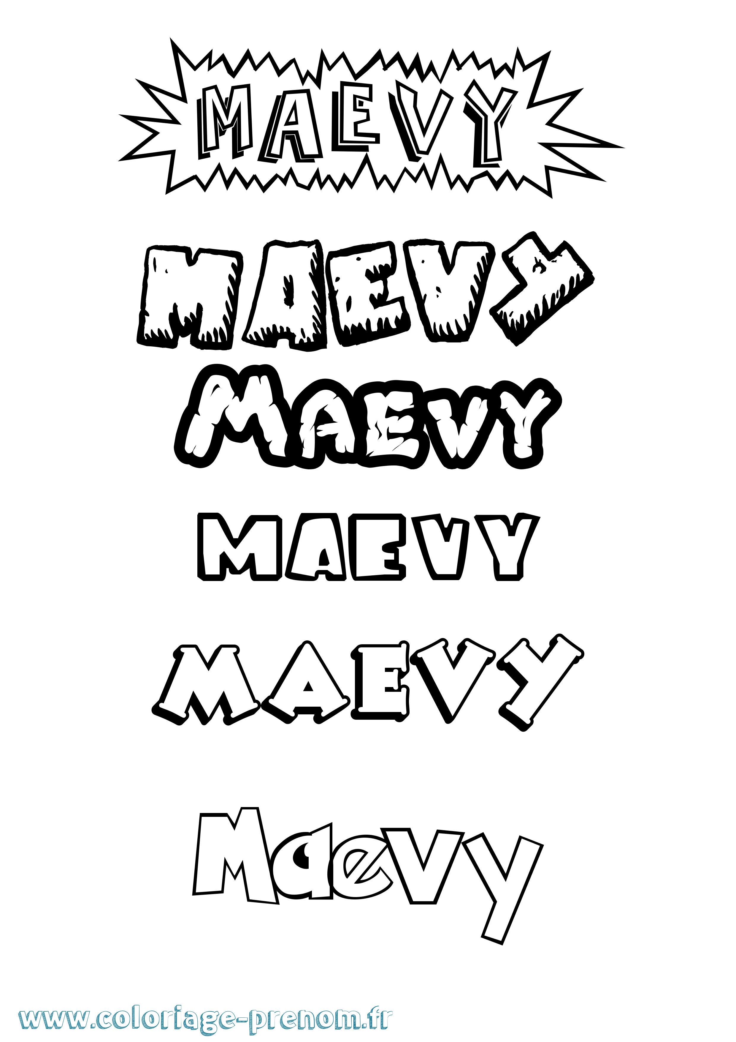 Coloriage Maevy Dessin Animé Coloriage prénom Maevy Dessin Animé