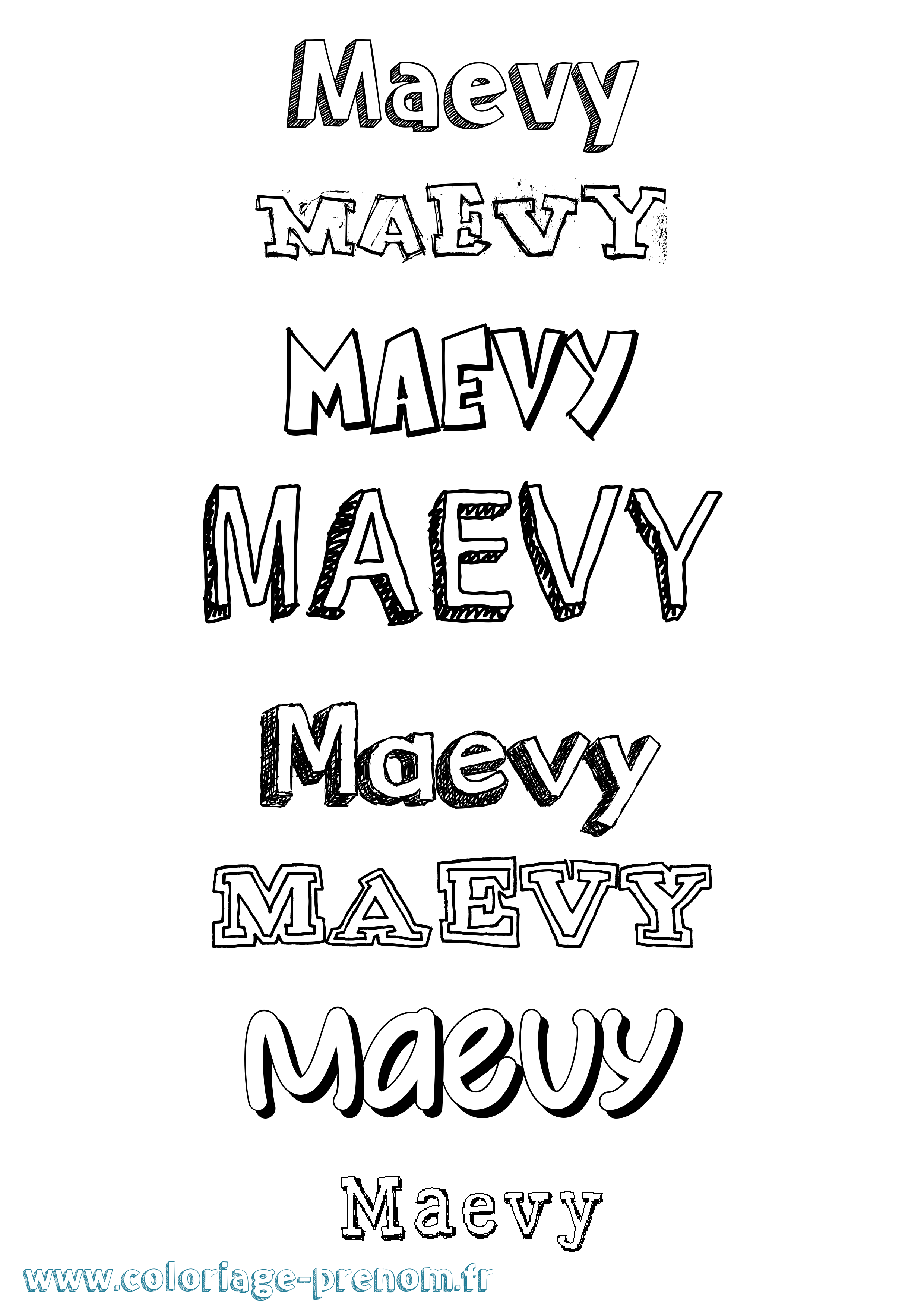 Coloriage Maevy Dessiné Coloriage prénom Maevy Dessiné