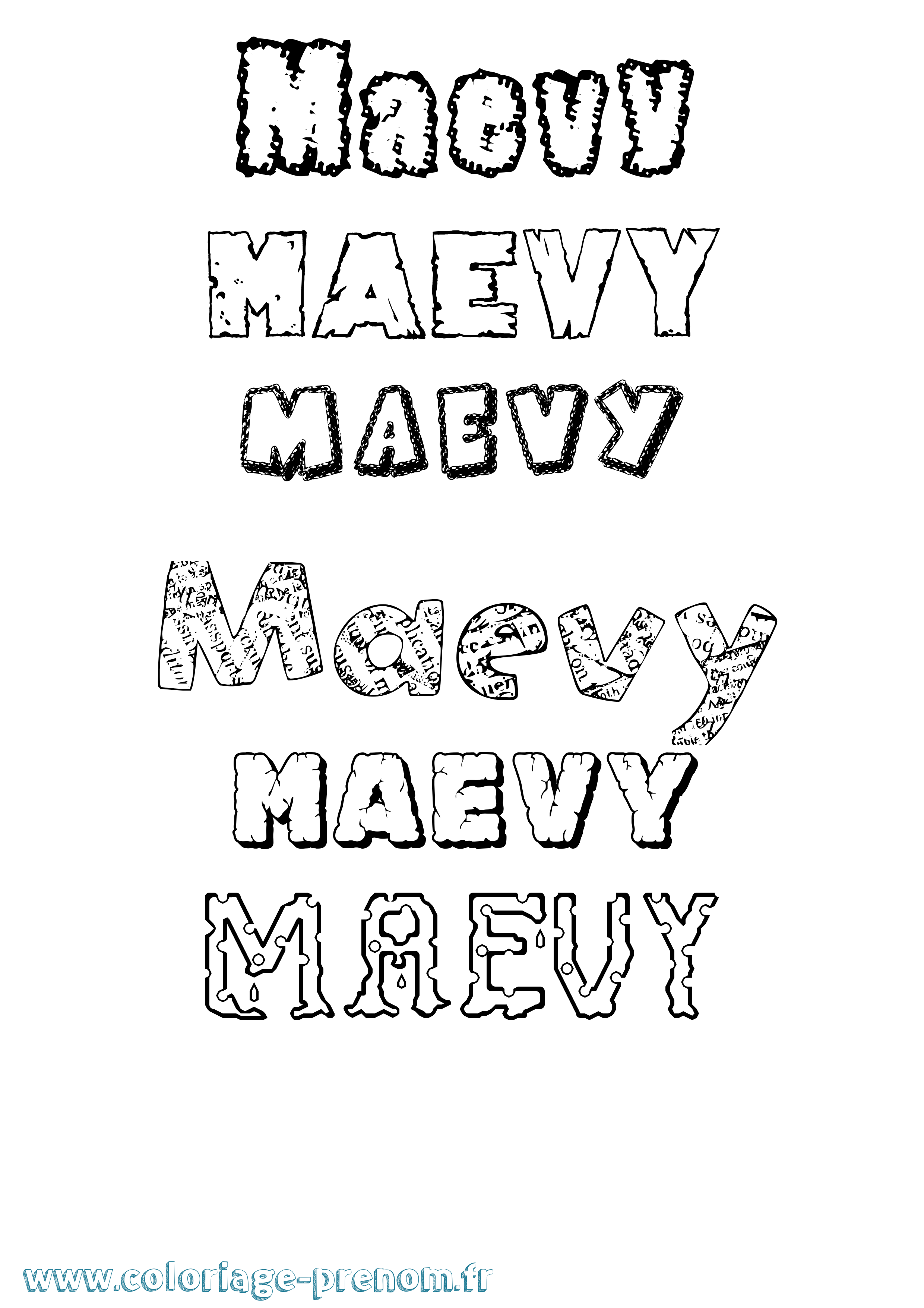 Coloriage Maevy Destructuré Coloriage prénom Maevy Destructuré