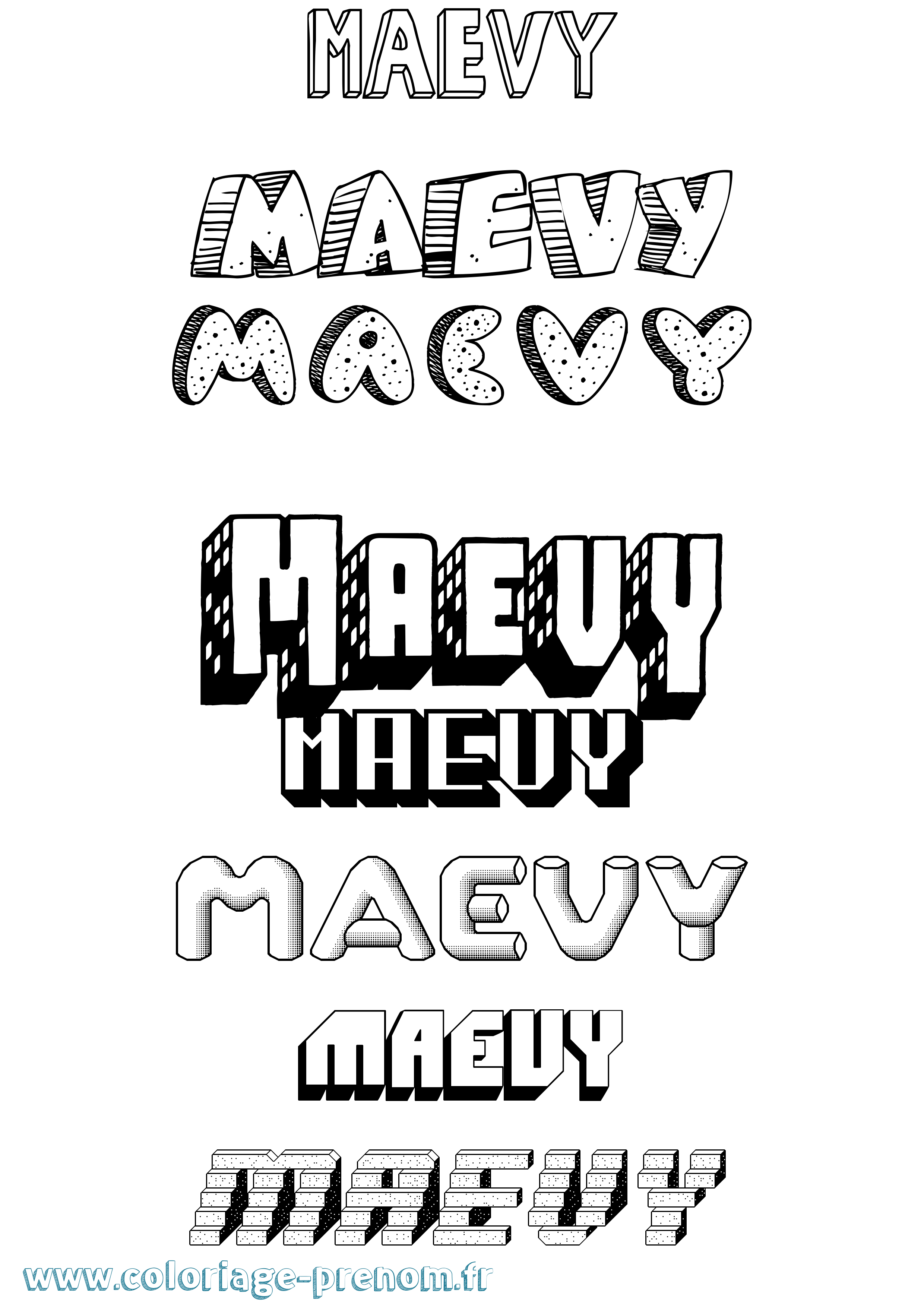 Coloriage Maevy Effet 3D Coloriage prénom Maevy Effet 3D