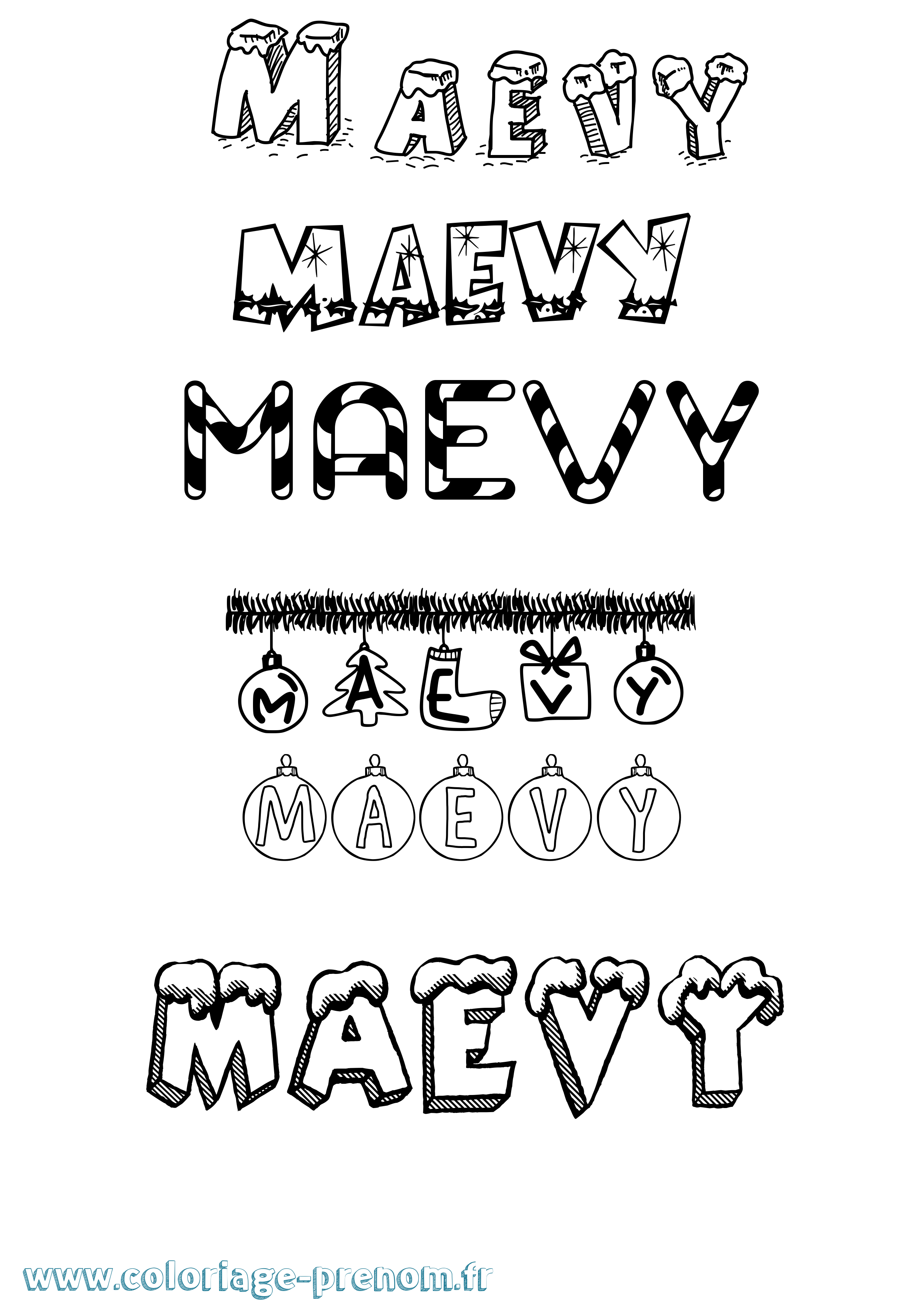 Coloriage Maevy Noël Coloriage prénom Maevy Noël
