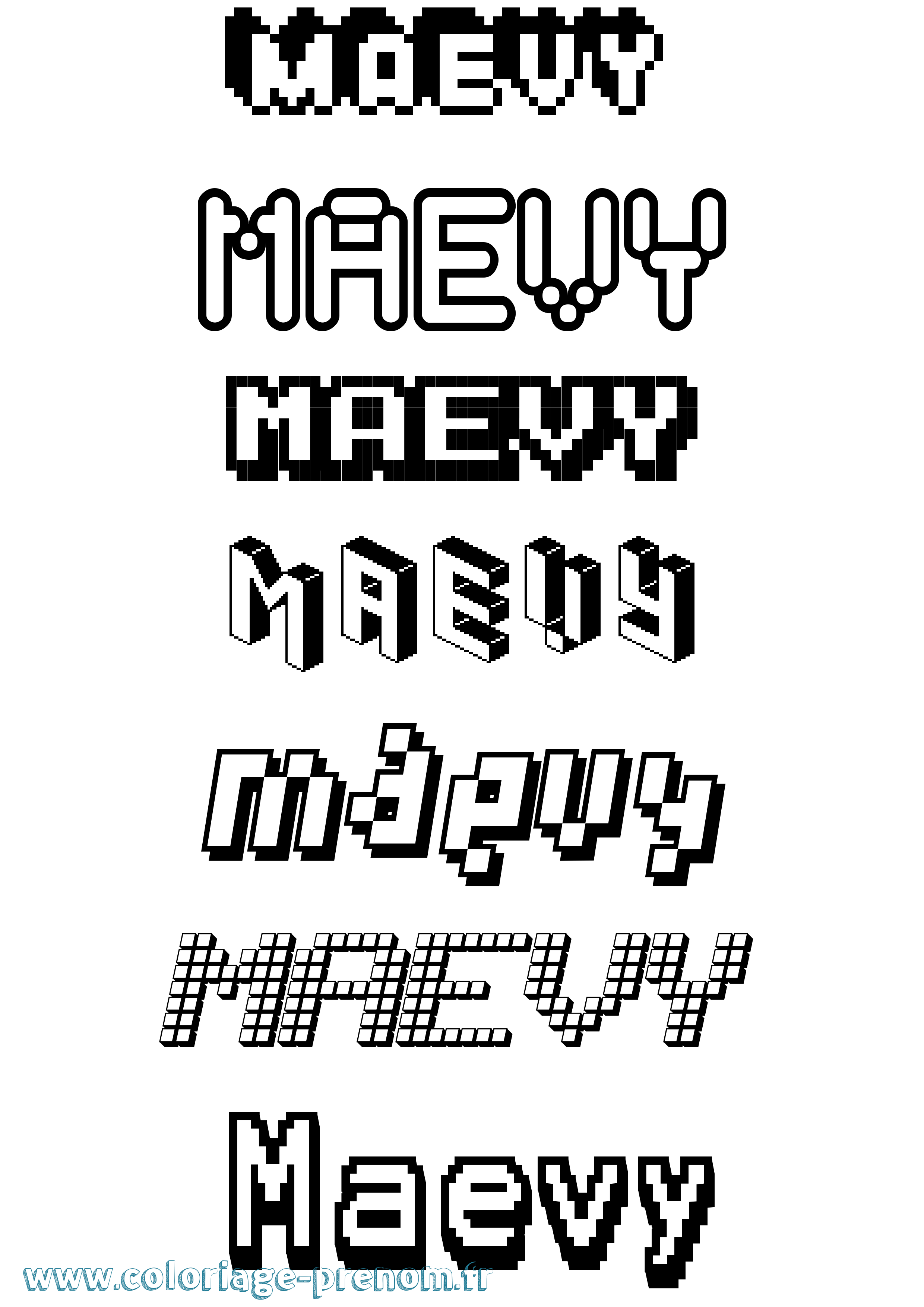 Coloriage Maevy Pixel Coloriage prénom Maevy Pixel