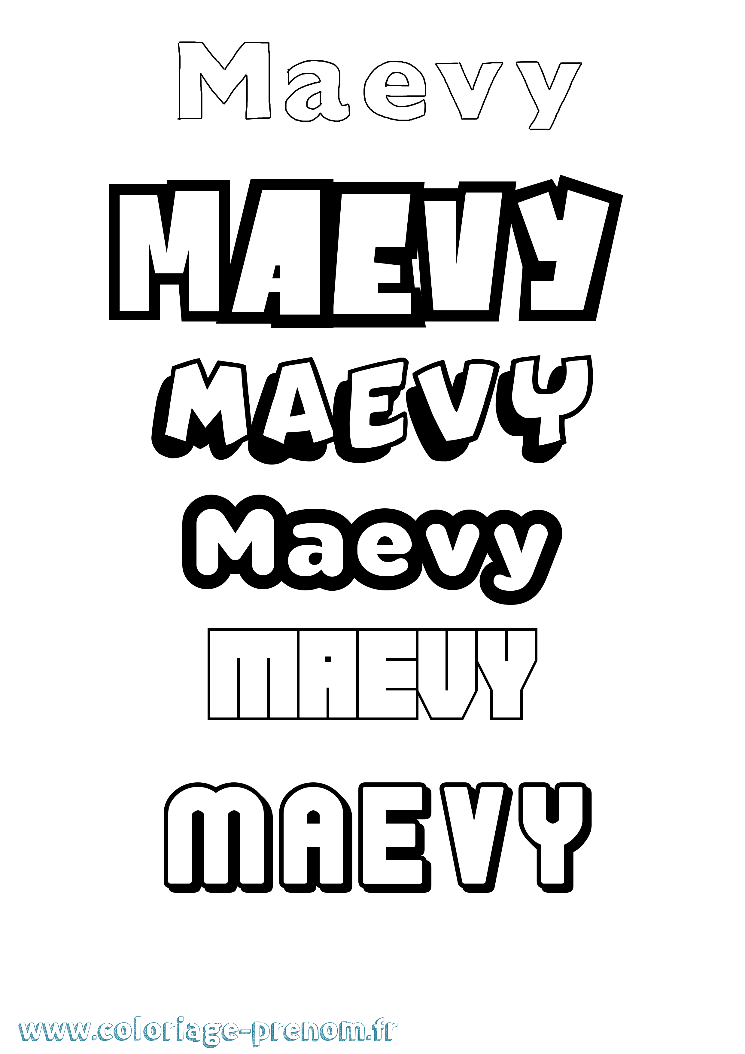 Coloriage Maevy Simple Coloriage prénom Maevy Simple
