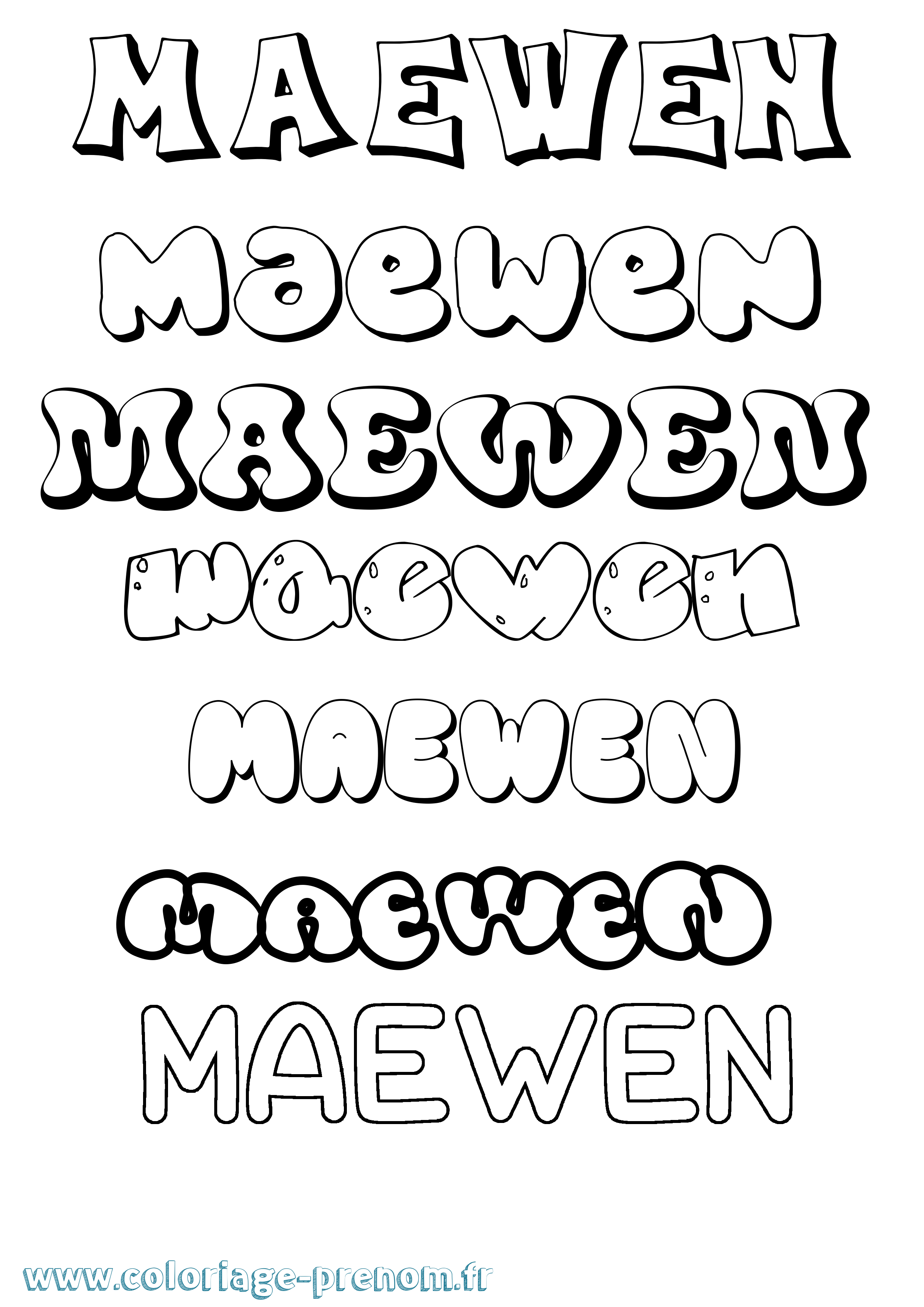 Coloriage Maewen Bubble Coloriage prénom Maewen Bubble