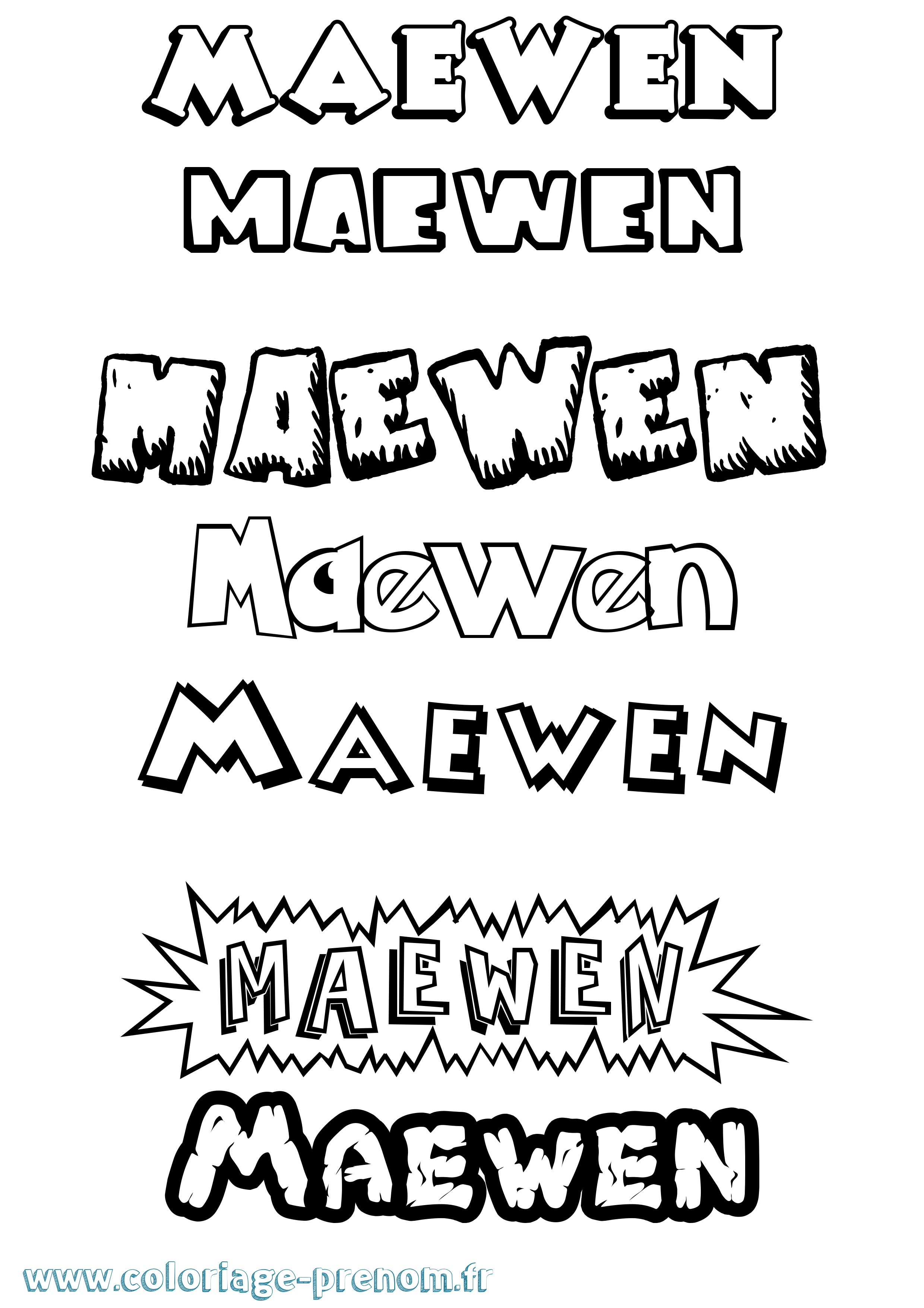 Coloriage Maewen Dessin Animé Coloriage prénom Maewen Dessin Animé