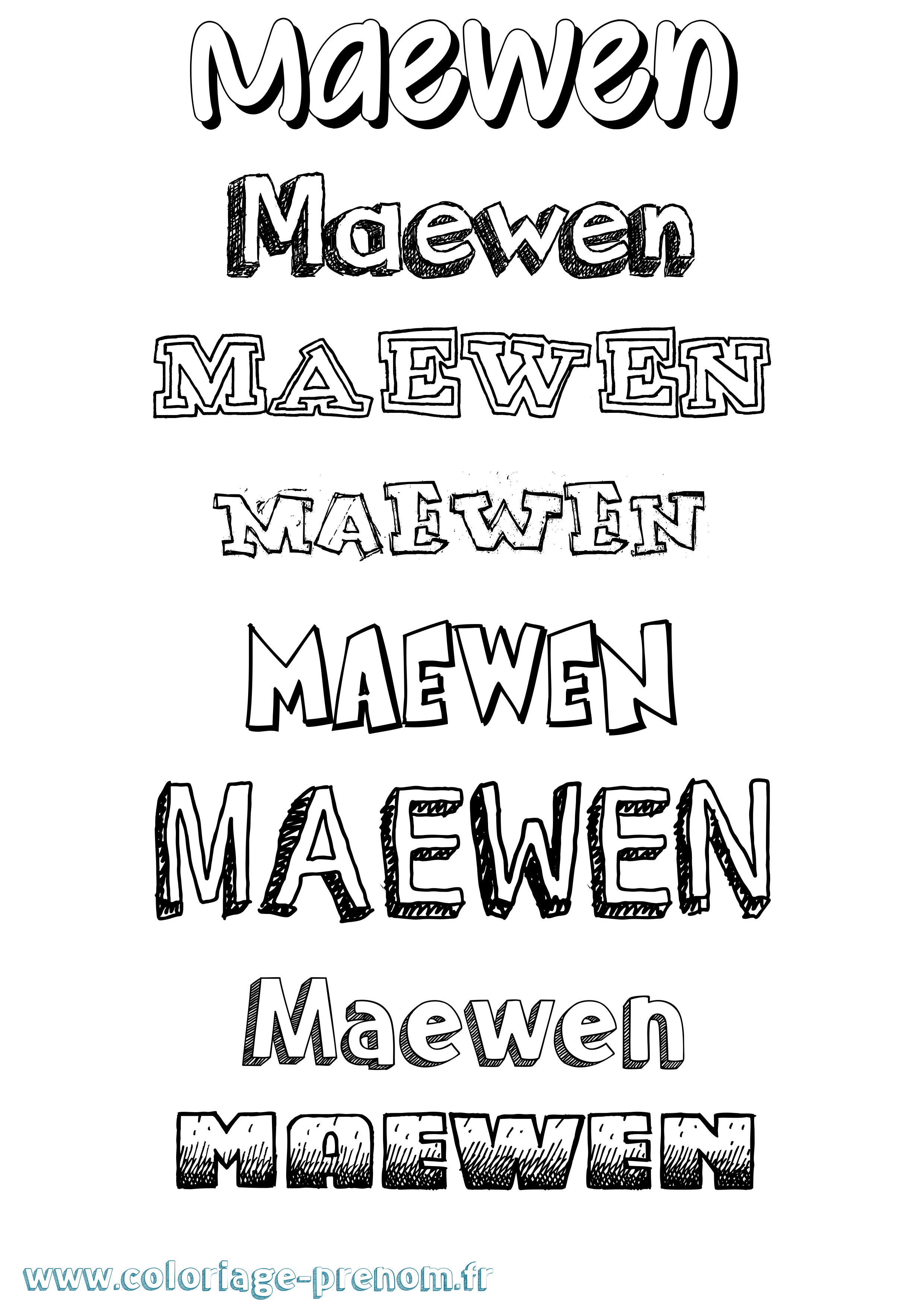 Coloriage Maewen Dessiné Coloriage prénom Maewen Dessiné