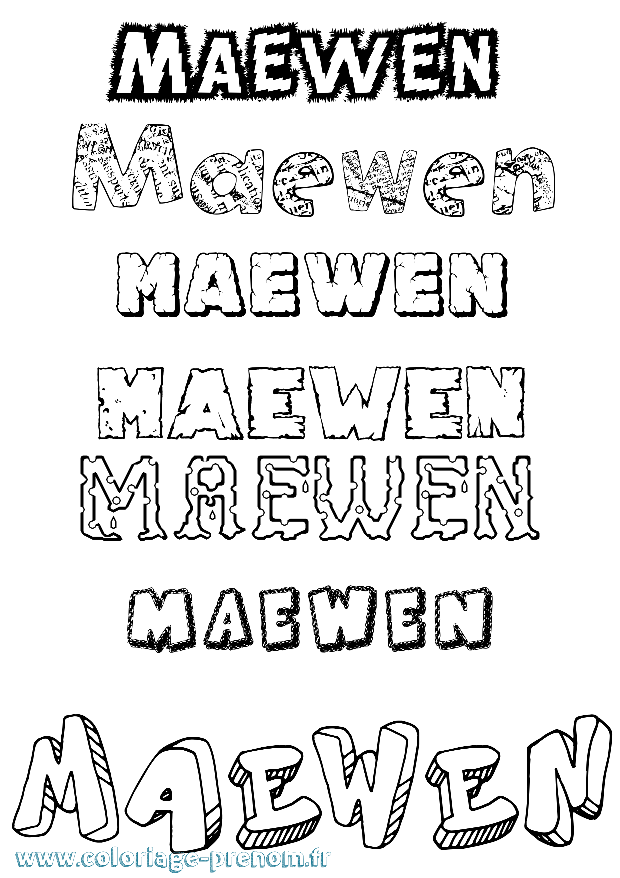 Coloriage Maewen Destructuré Coloriage prénom Maewen Destructuré