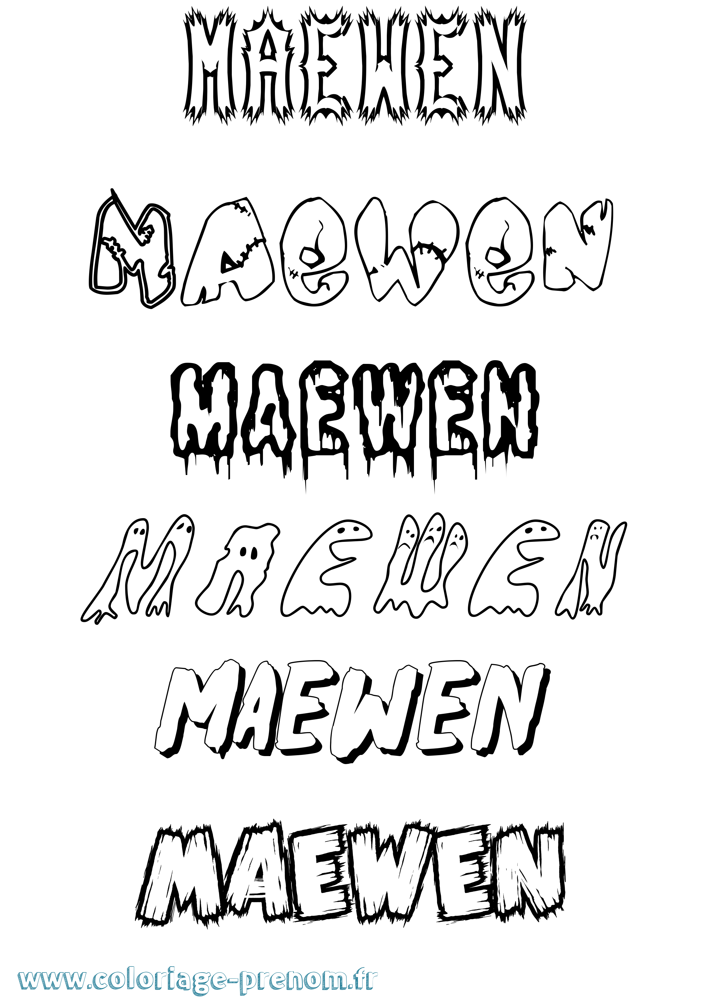 Coloriage Maewen Frisson Coloriage prénom Maewen Frisson