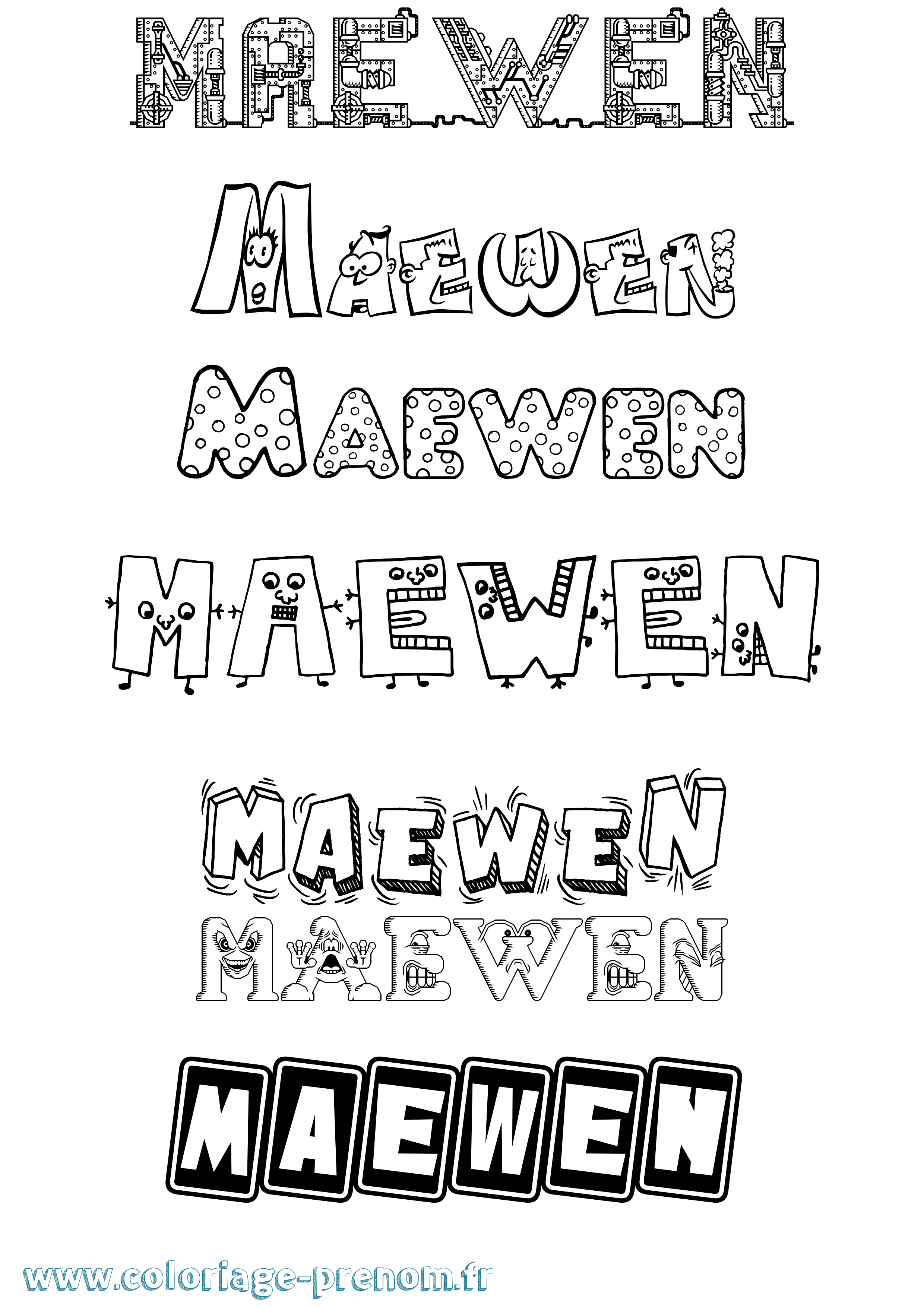 Coloriage Maewen Fun Coloriage prénom Maewen Fun