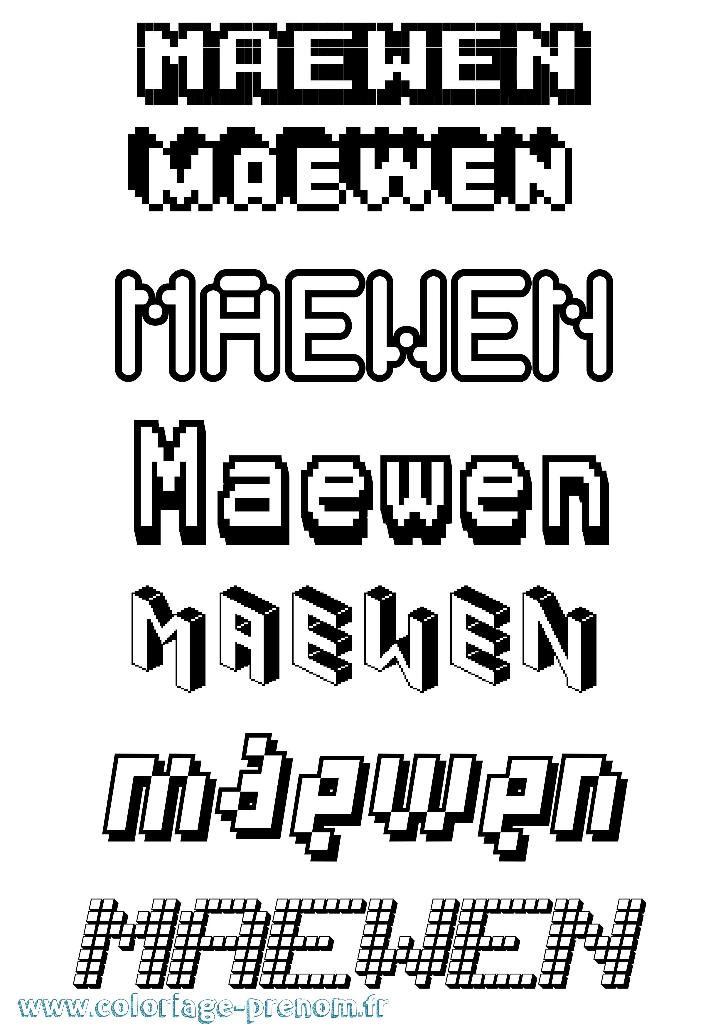 Coloriage Maewen Pixel Coloriage prénom Maewen Pixel