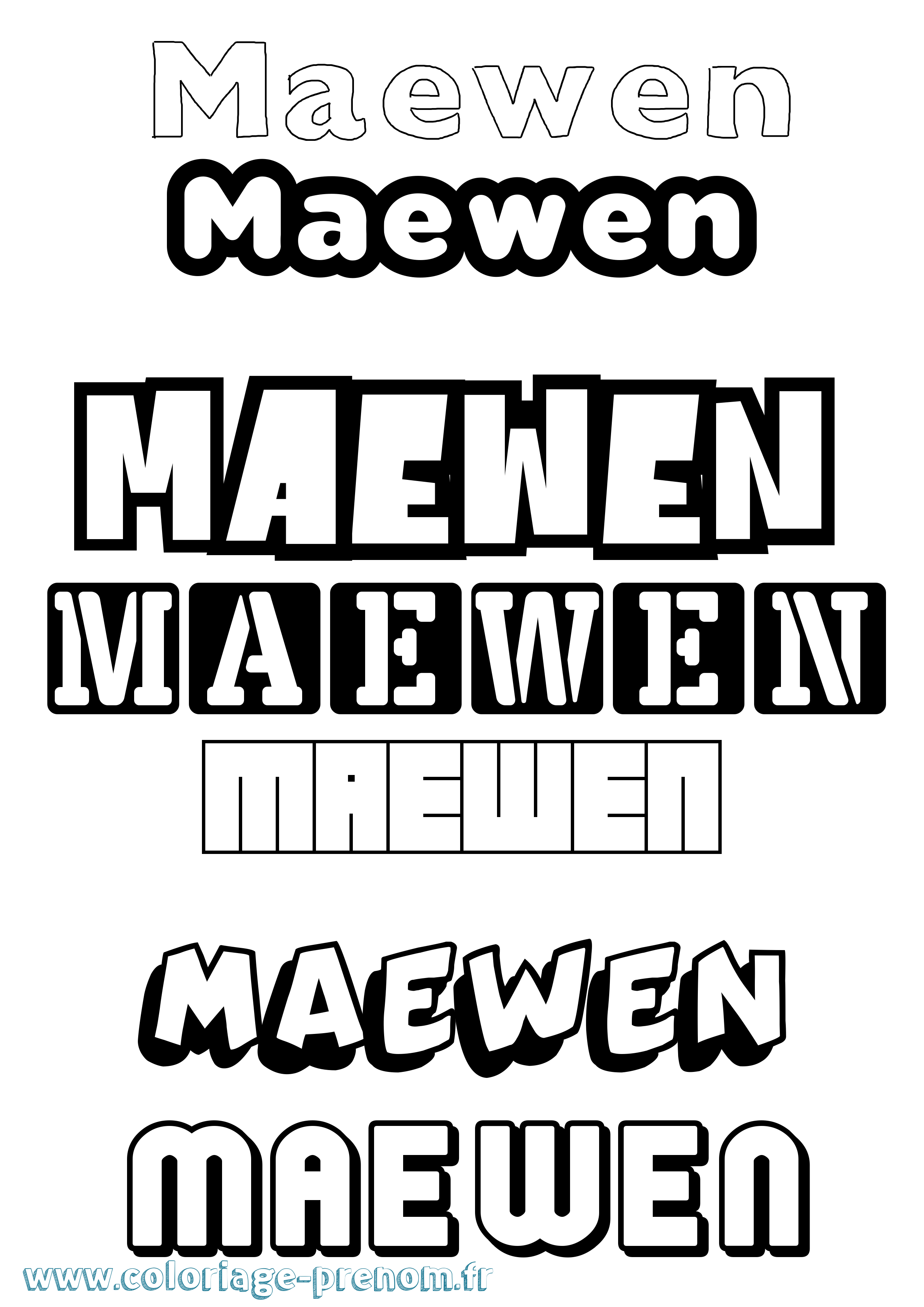 Coloriage Maewen Simple Coloriage prénom Maewen Simple