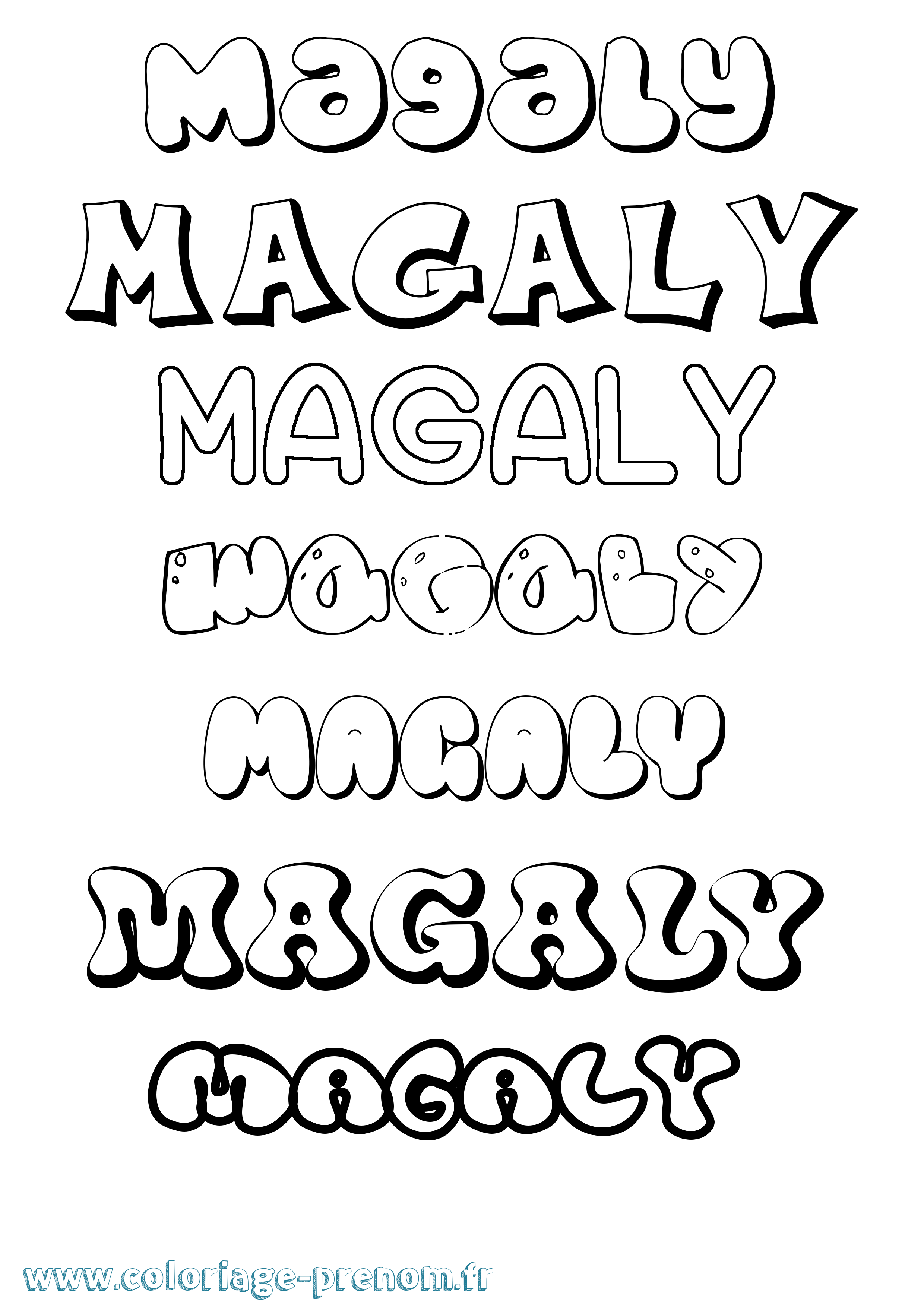 Coloriage Magaly Bubble Coloriage prénom Magaly Bubble