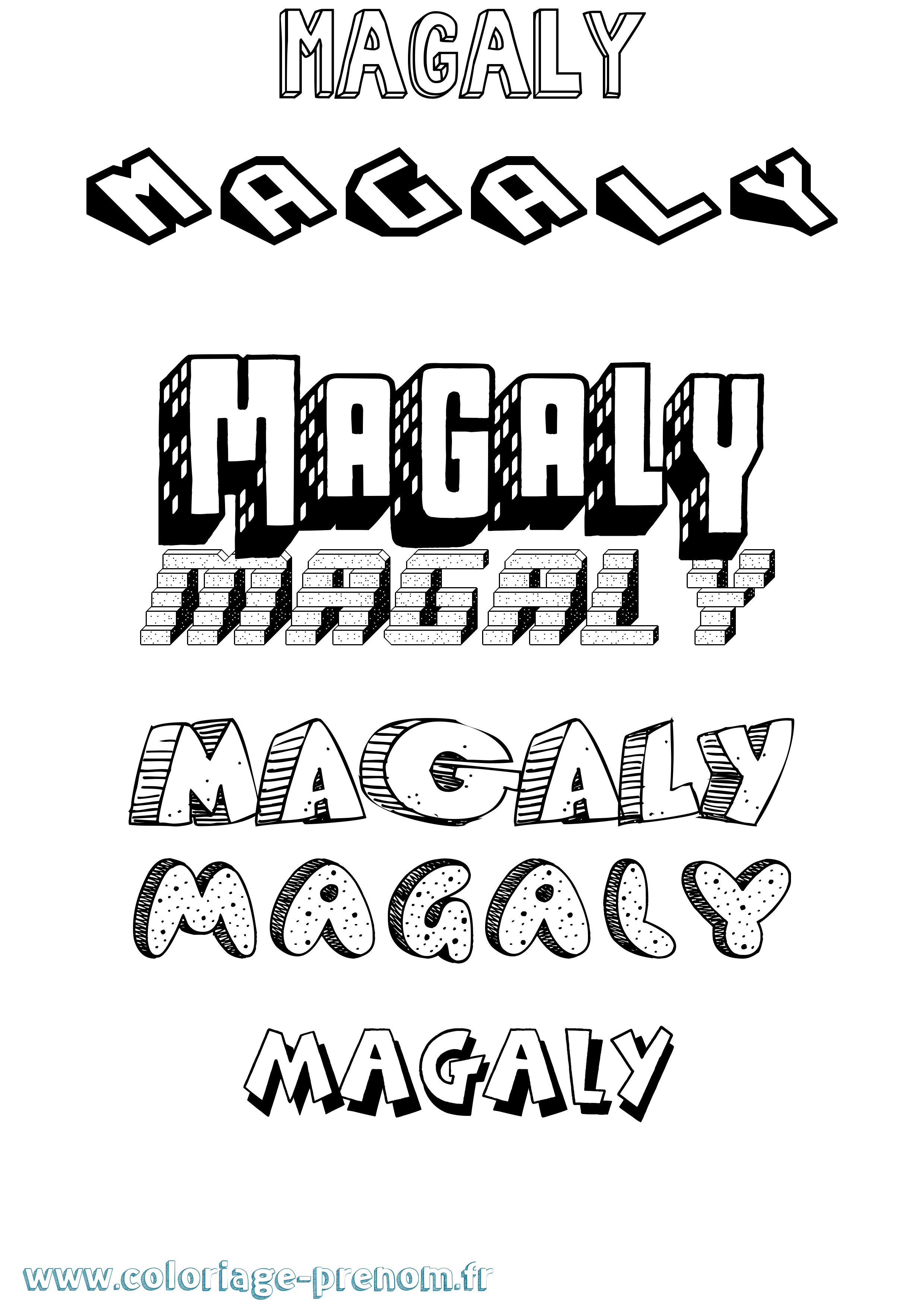 Coloriage Magaly Effet 3D Coloriage prénom Magaly Effet 3D