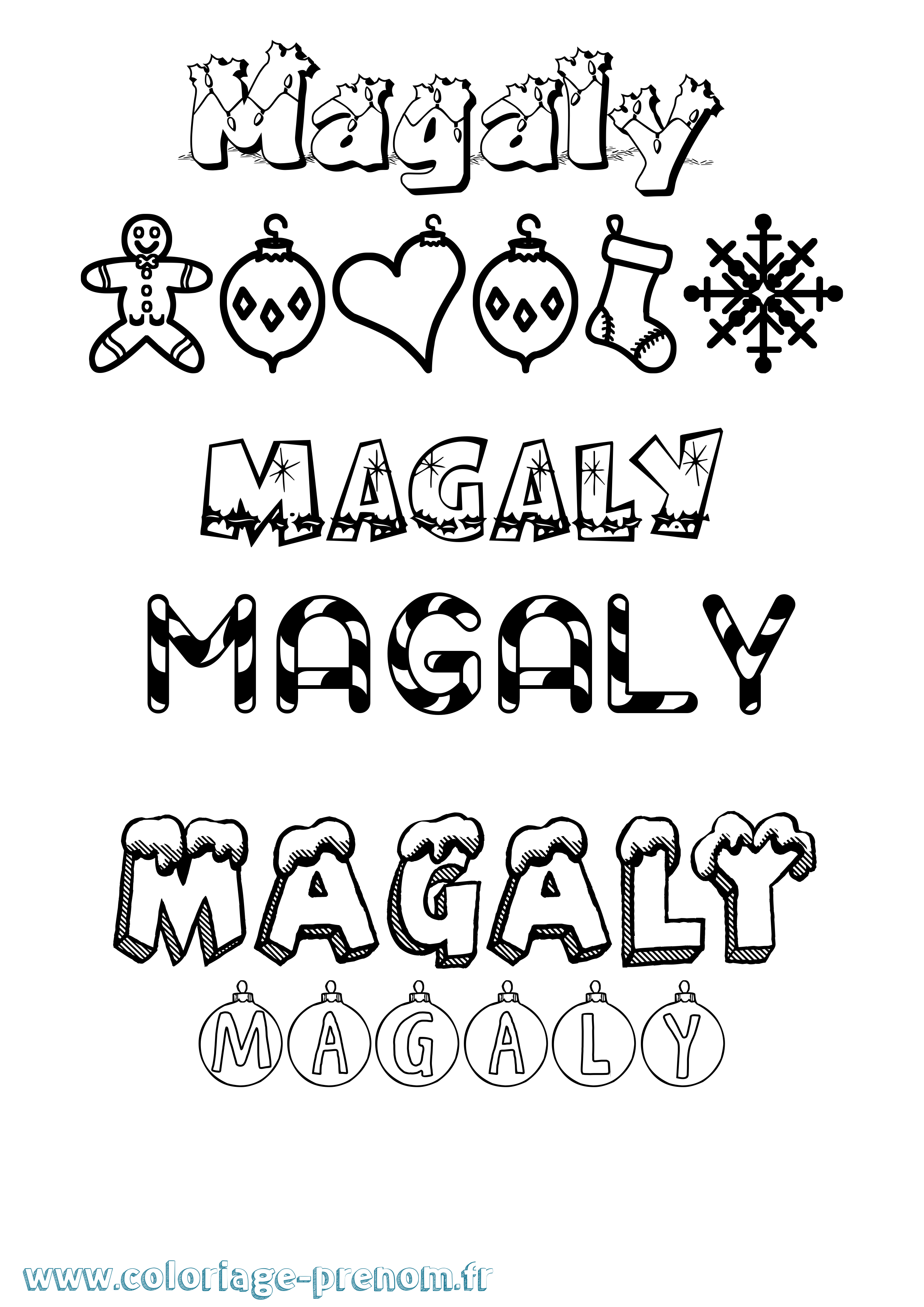 Coloriage Magaly Noël Coloriage prénom Magaly Noël