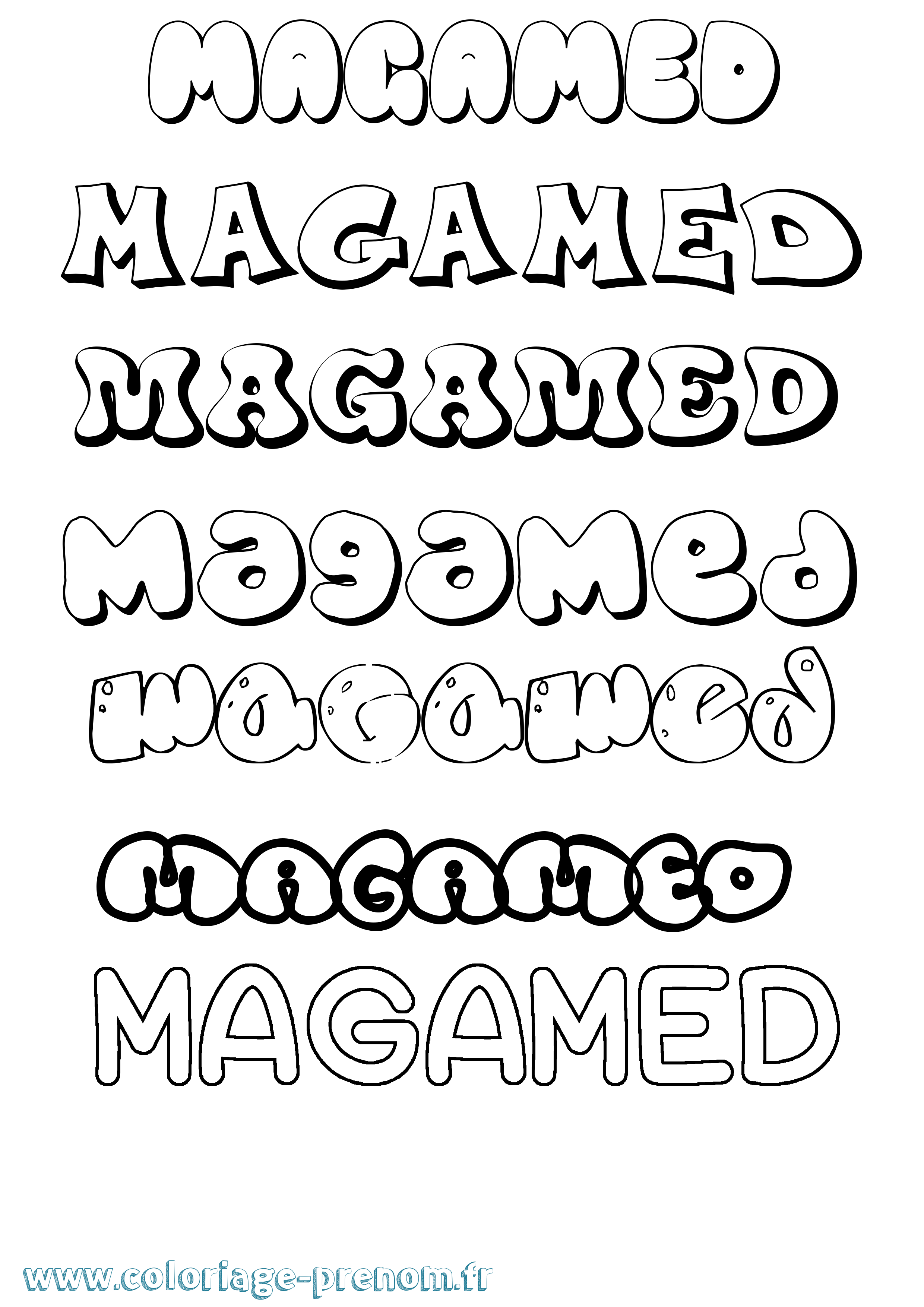 Coloriage Magamed Bubble Coloriage prénom Magamed Bubble