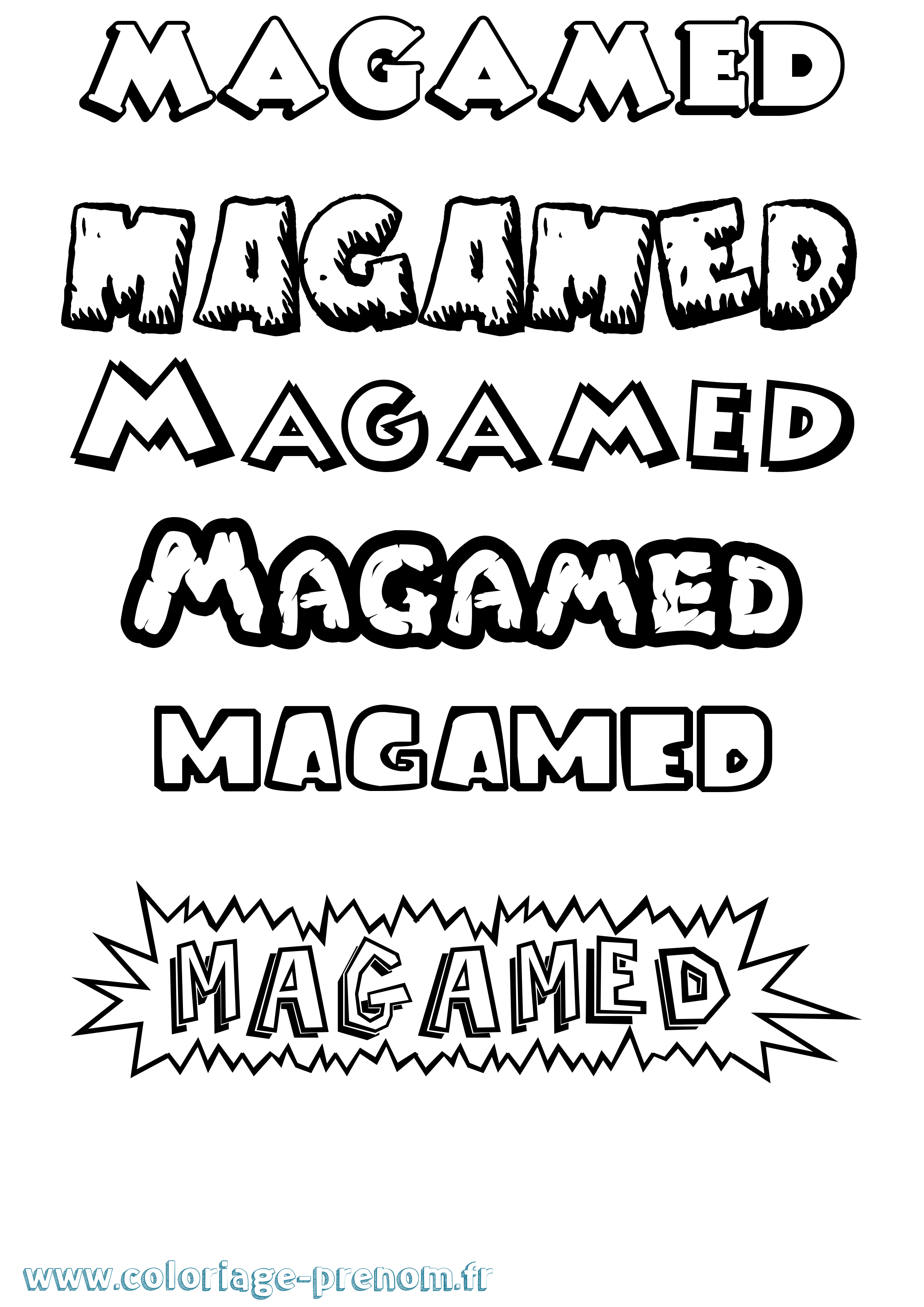 Coloriage Magamed Dessin Animé Coloriage prénom Magamed Dessin Animé