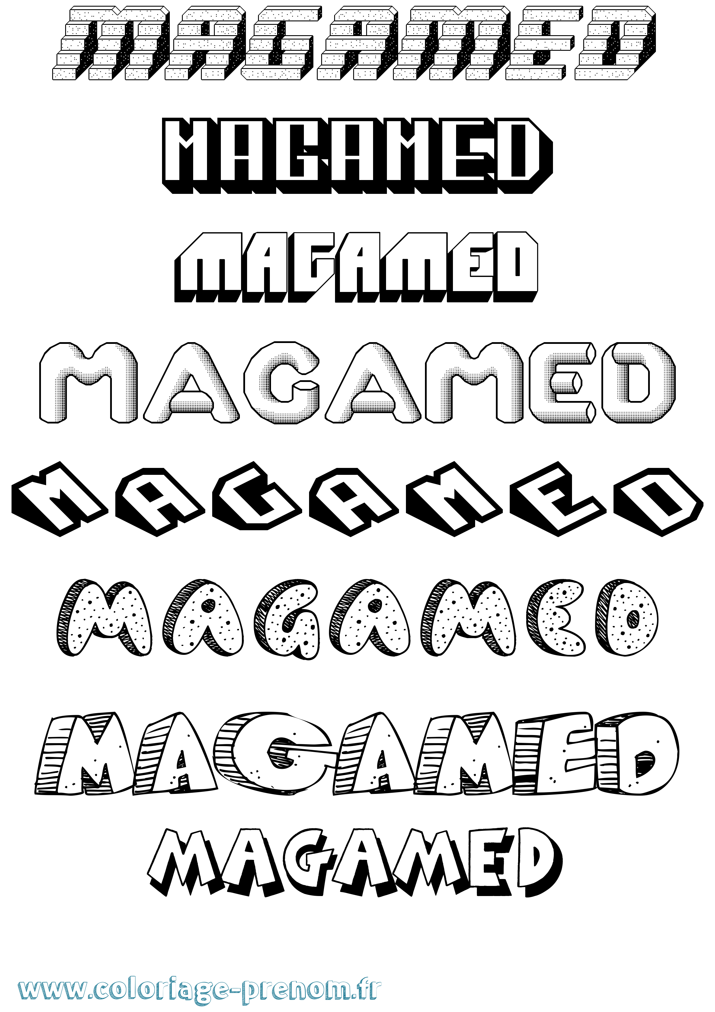 Coloriage Magamed Effet 3D Coloriage prénom Magamed Effet 3D