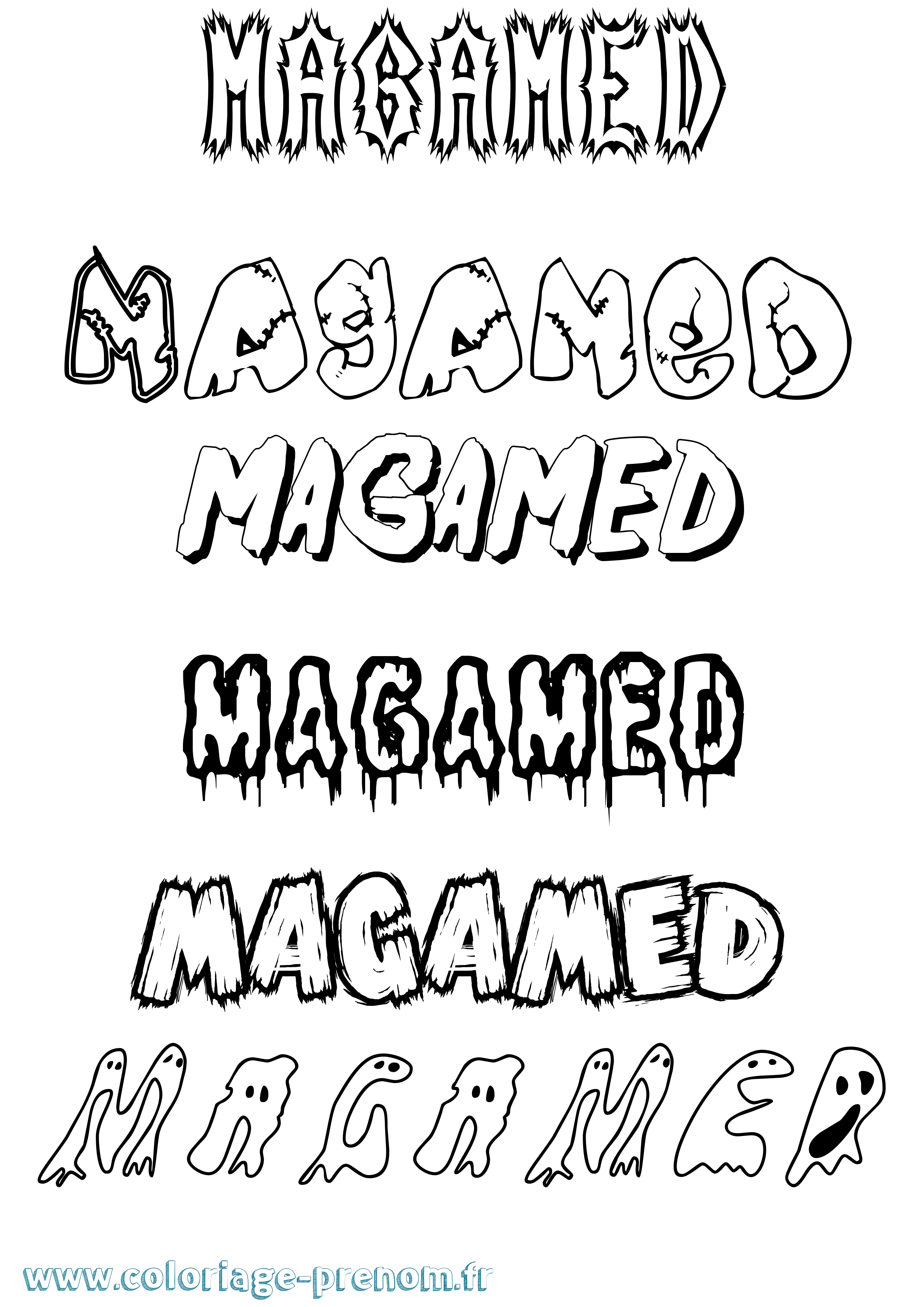 Coloriage Magamed Frisson Coloriage prénom Magamed Frisson